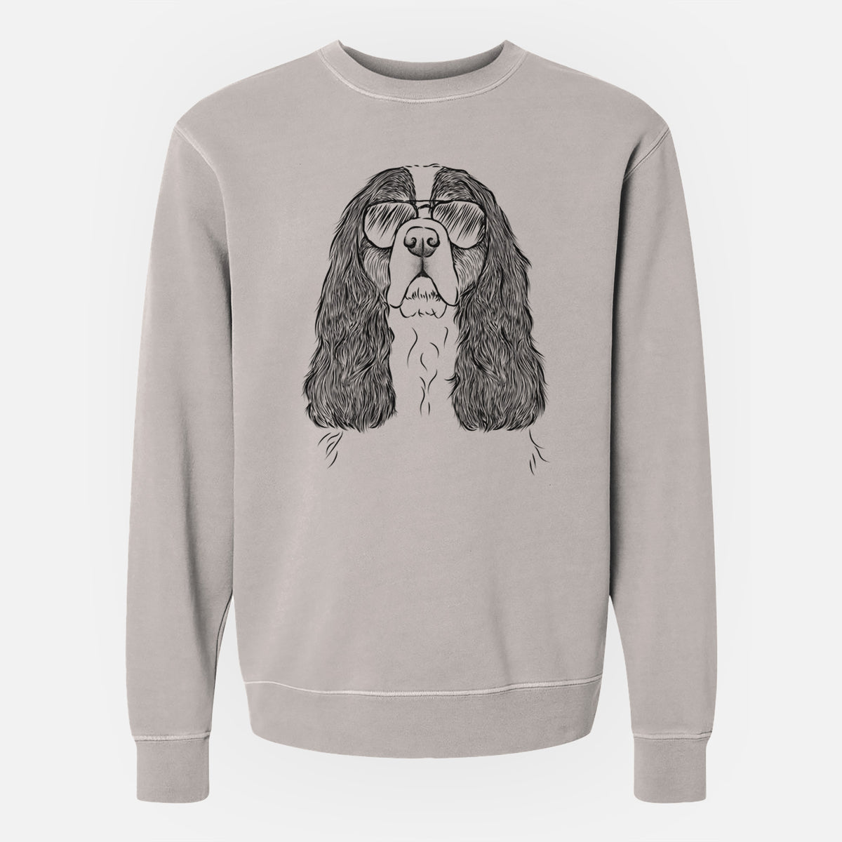 Aviator Sebastian the Cavalier King Charles Spaniel - Unisex Pigment Dyed Crew Sweatshirt