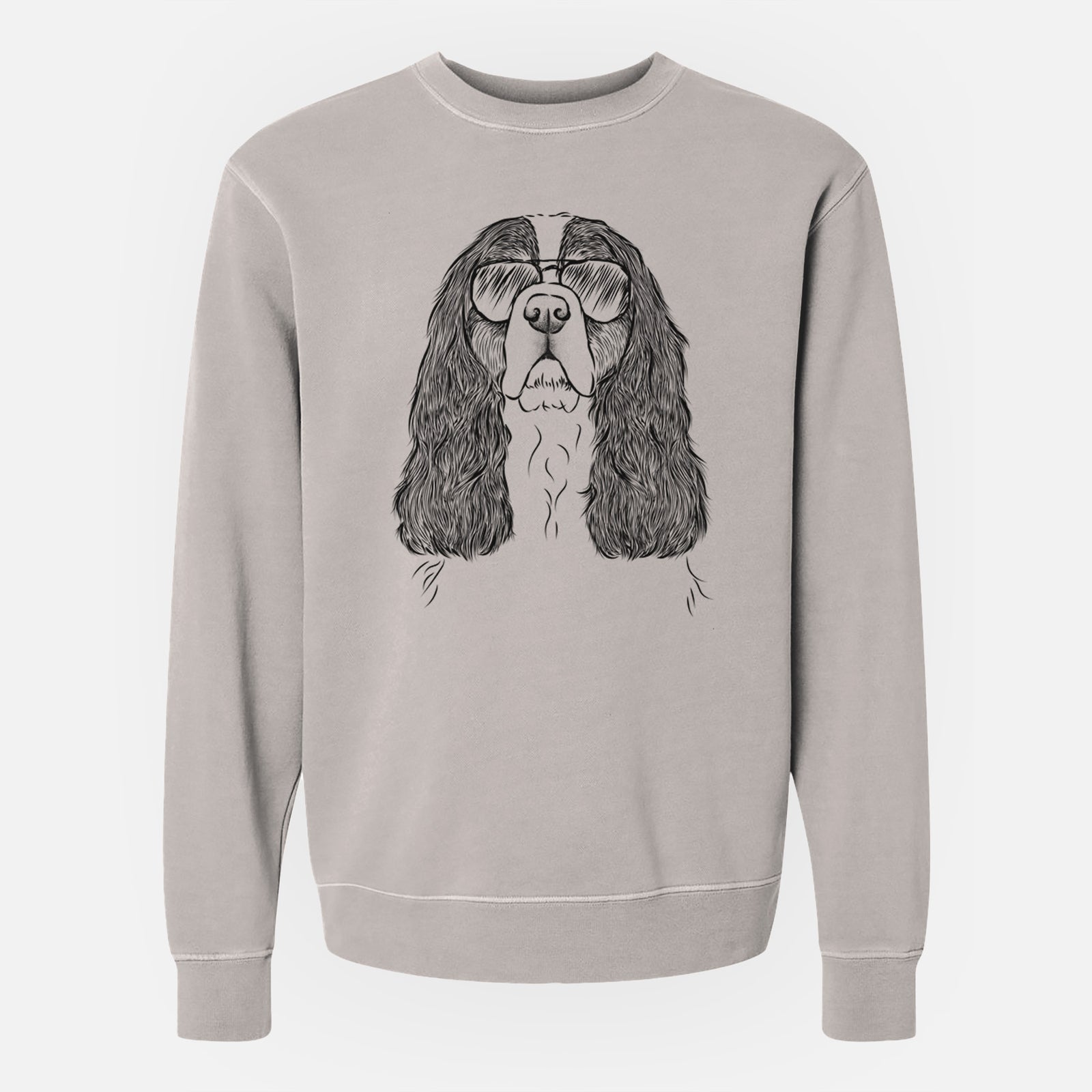 Aviator Sebastian the Cavalier King Charles Spaniel - Unisex Pigment Dyed Crew Sweatshirt