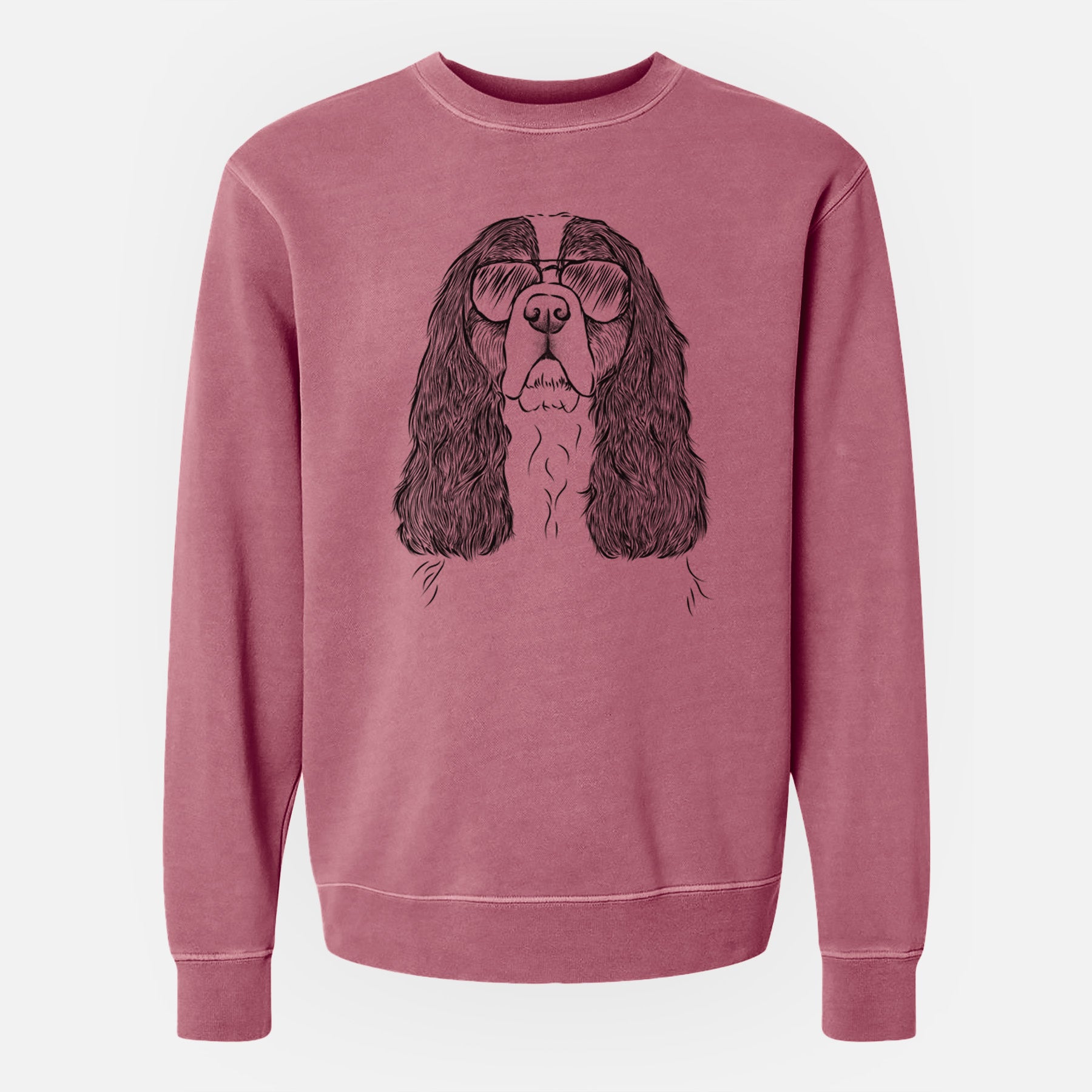 Aviator Sebastian the Cavalier King Charles Spaniel - Unisex Pigment Dyed Crew Sweatshirt