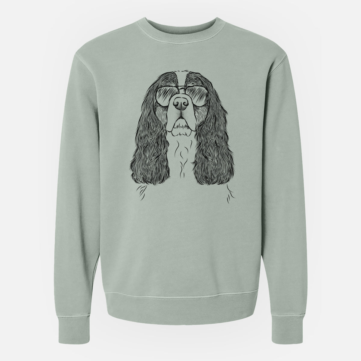 Aviator Sebastian the Cavalier King Charles Spaniel - Unisex Pigment Dyed Crew Sweatshirt
