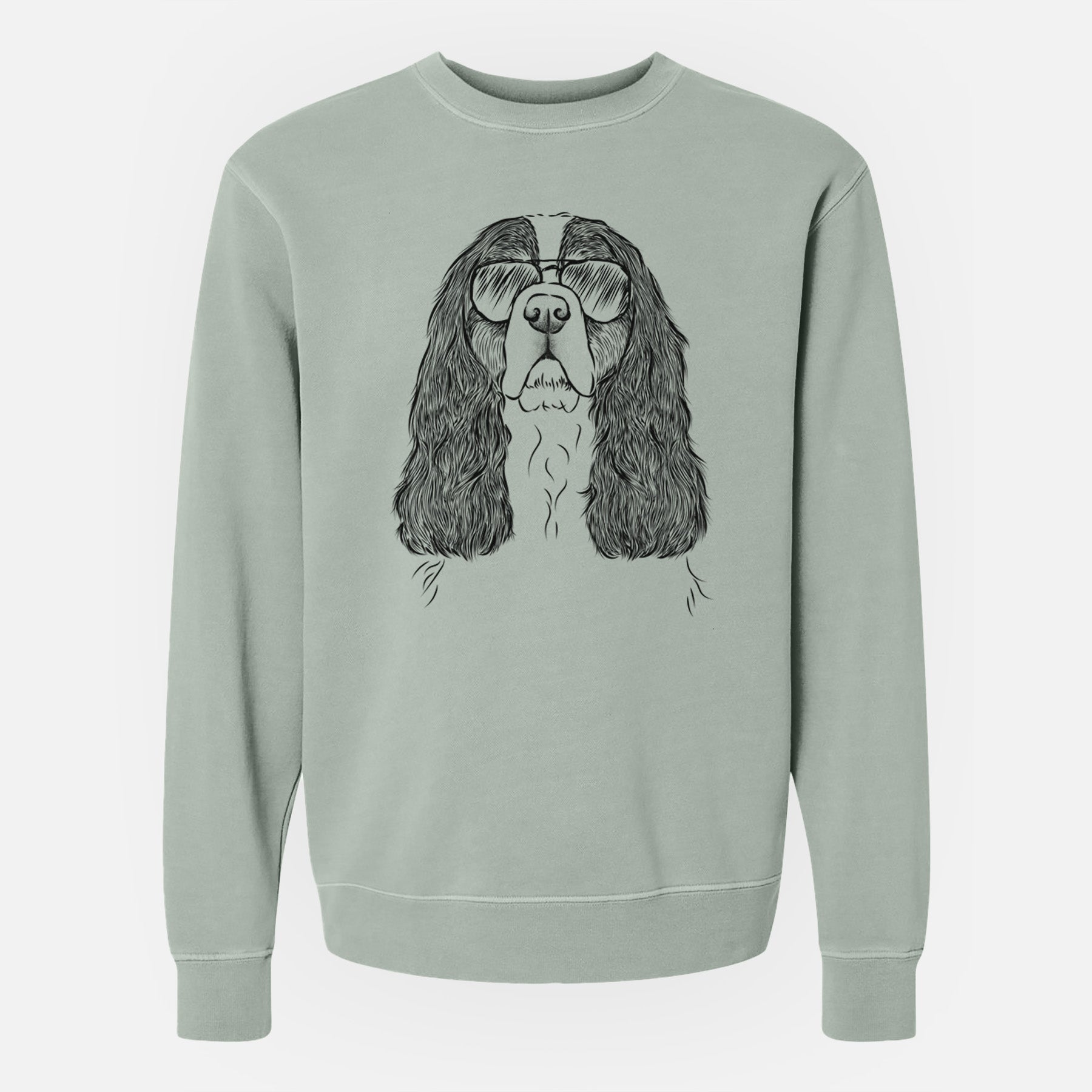 Aviator Sebastian the Cavalier King Charles Spaniel - Unisex Pigment Dyed Crew Sweatshirt