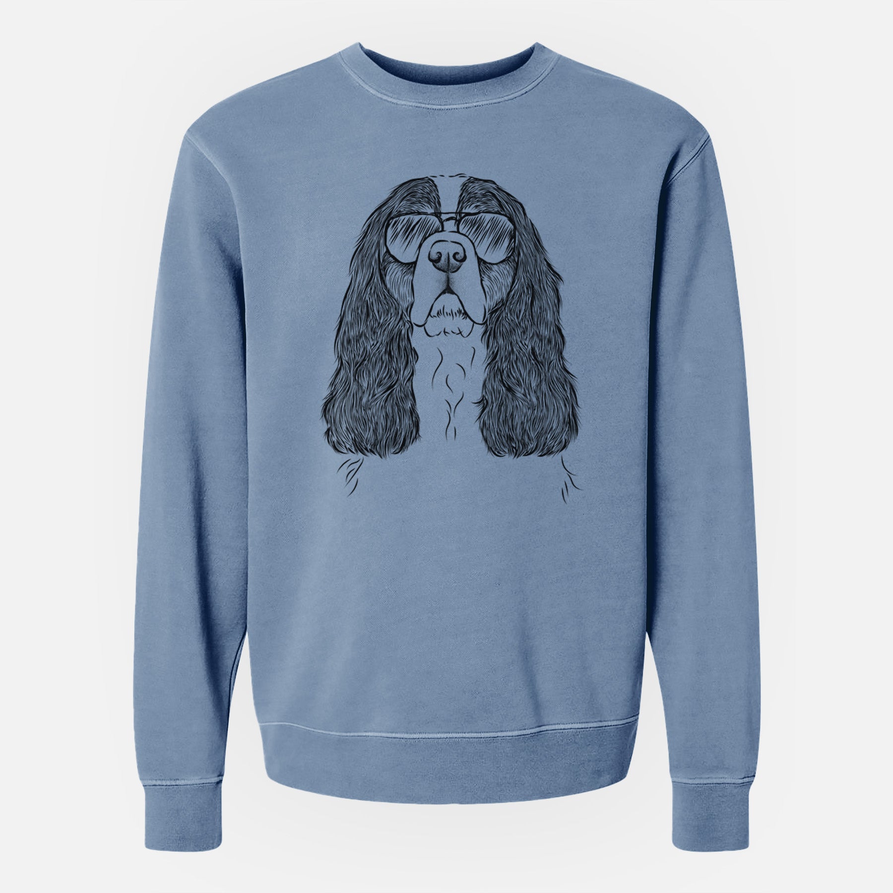 Aviator Sebastian the Cavalier King Charles Spaniel - Unisex Pigment Dyed Crew Sweatshirt