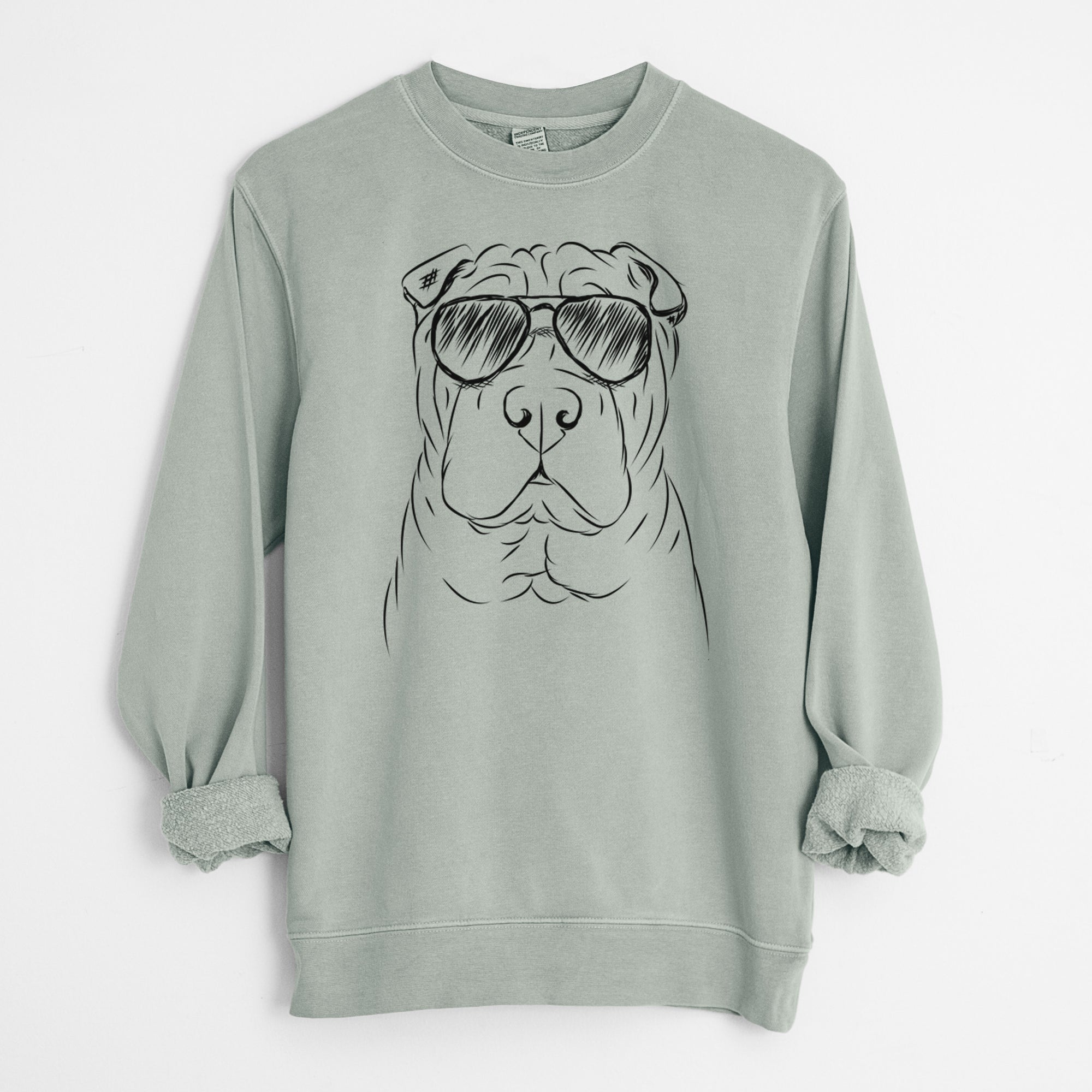 Aviator Sharpy the Shar Pei - Unisex Pigment Dyed Crew Sweatshirt