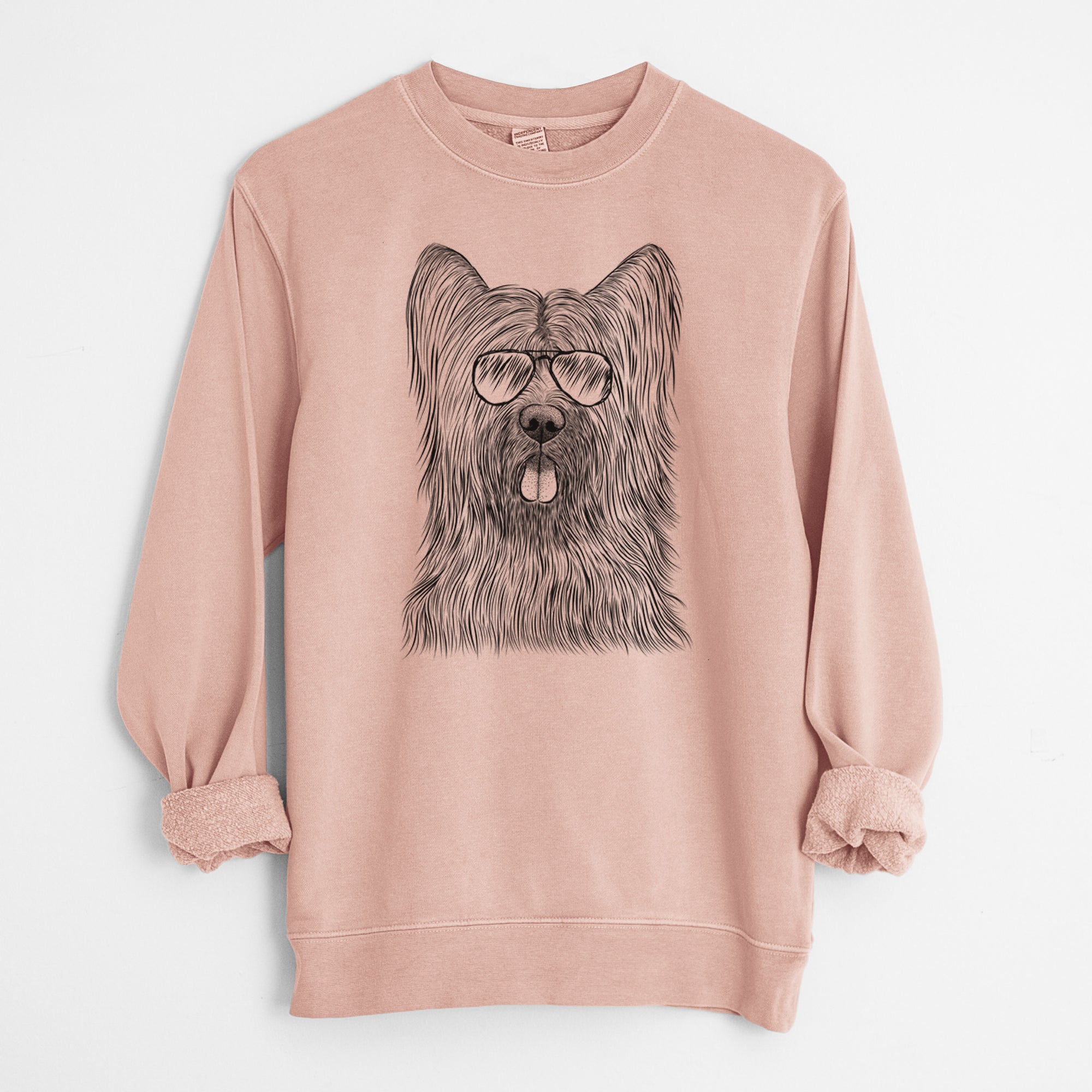 Aviator Shay the Briard - Unisex Pigment Dyed Crew Sweatshirt