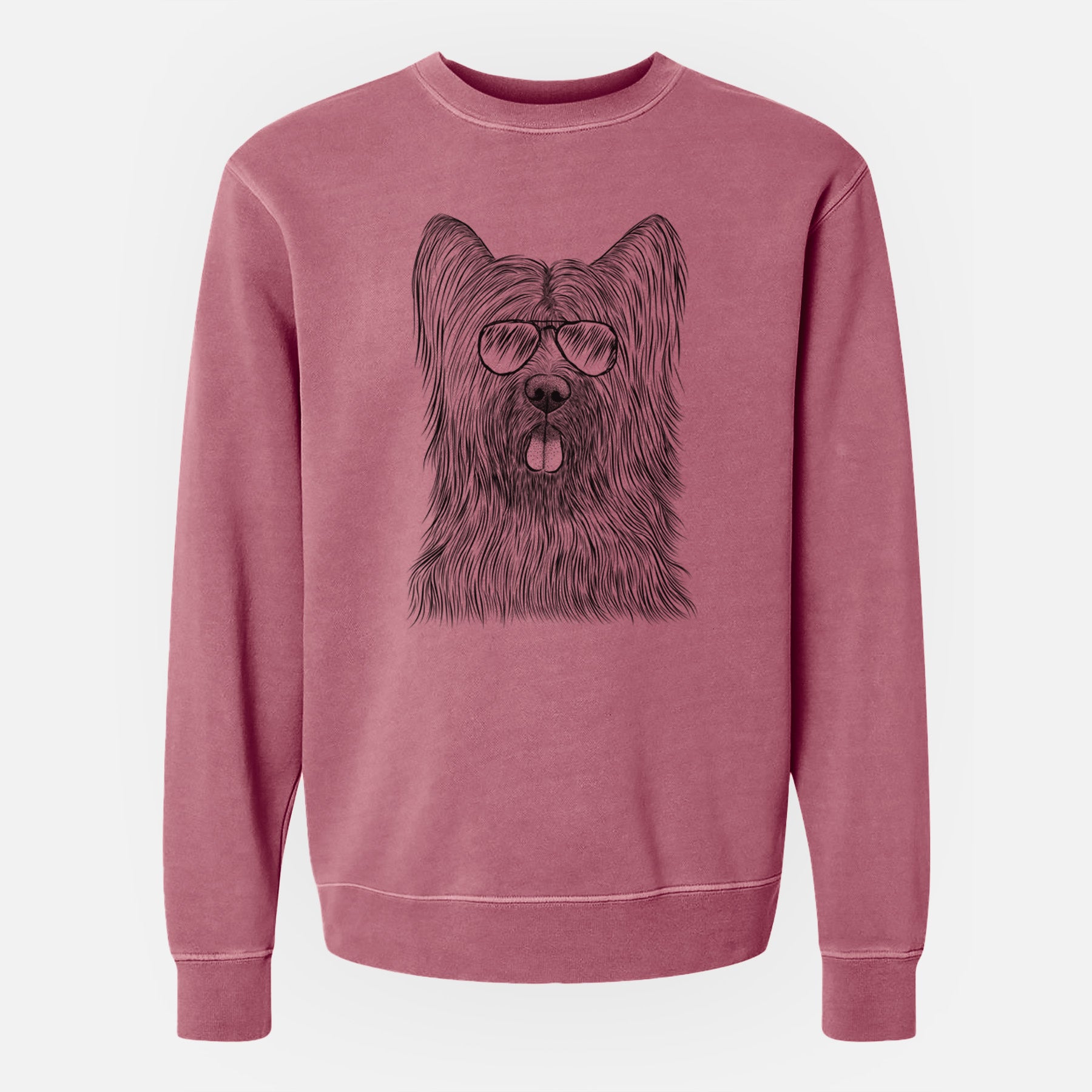 Aviator Shay the Briard - Unisex Pigment Dyed Crew Sweatshirt