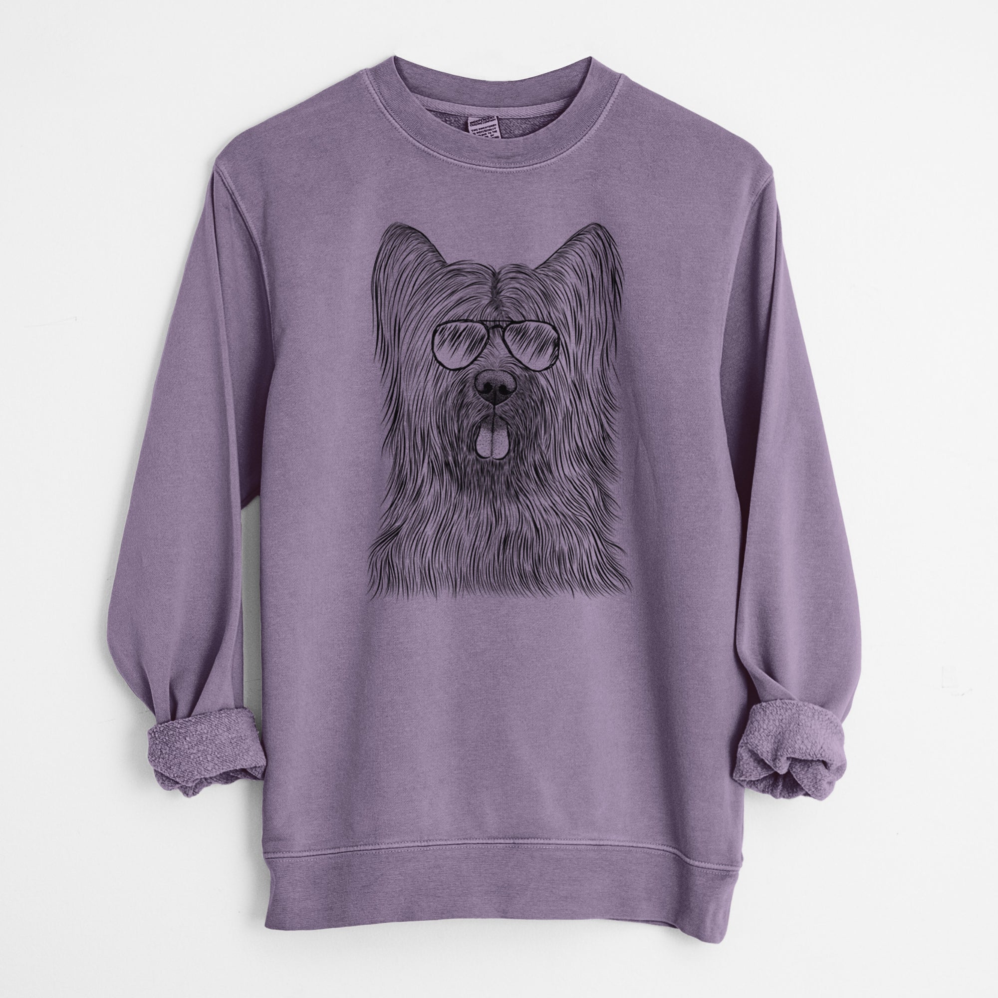 Aviator Shay the Briard - Unisex Pigment Dyed Crew Sweatshirt