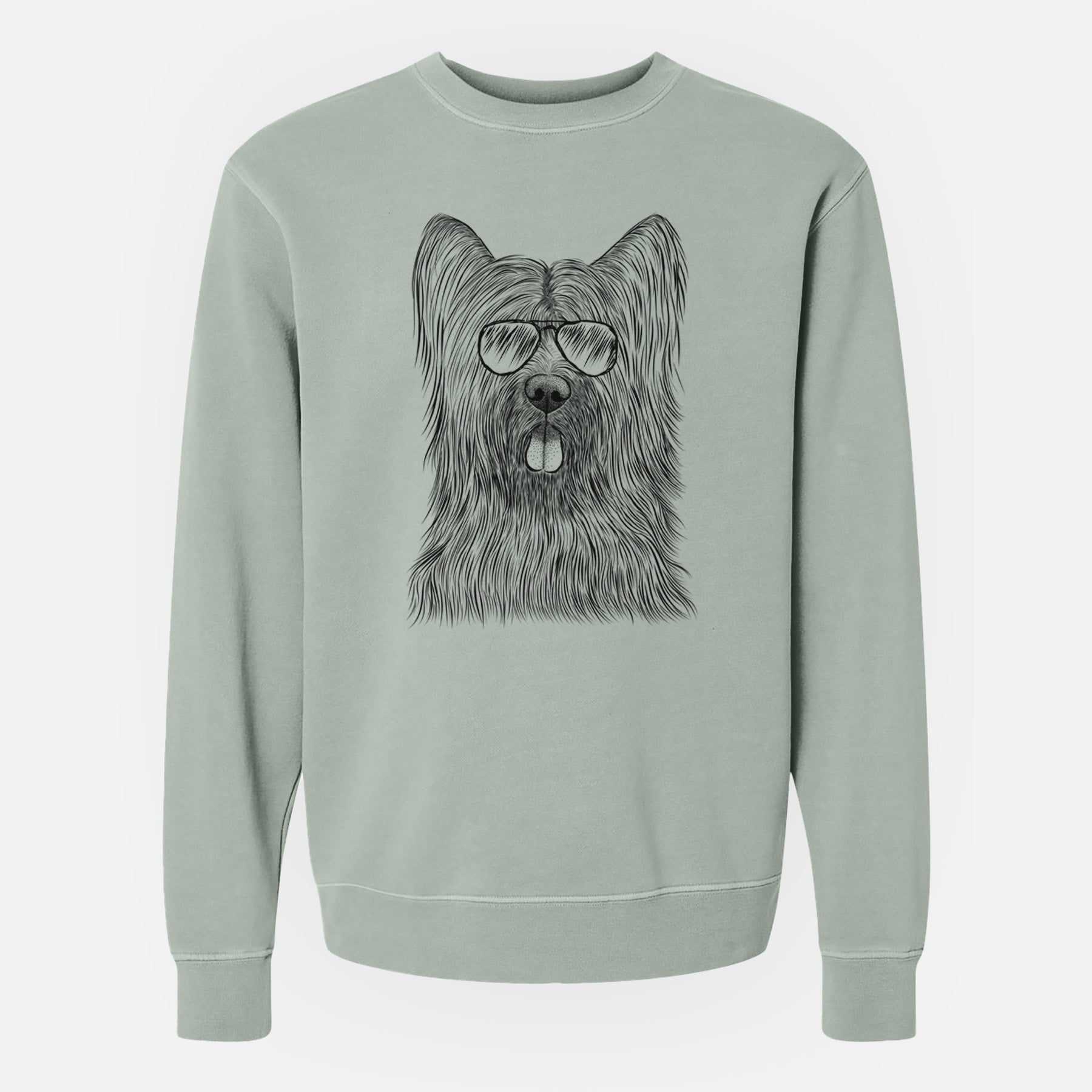 Aviator Shay the Briard - Unisex Pigment Dyed Crew Sweatshirt