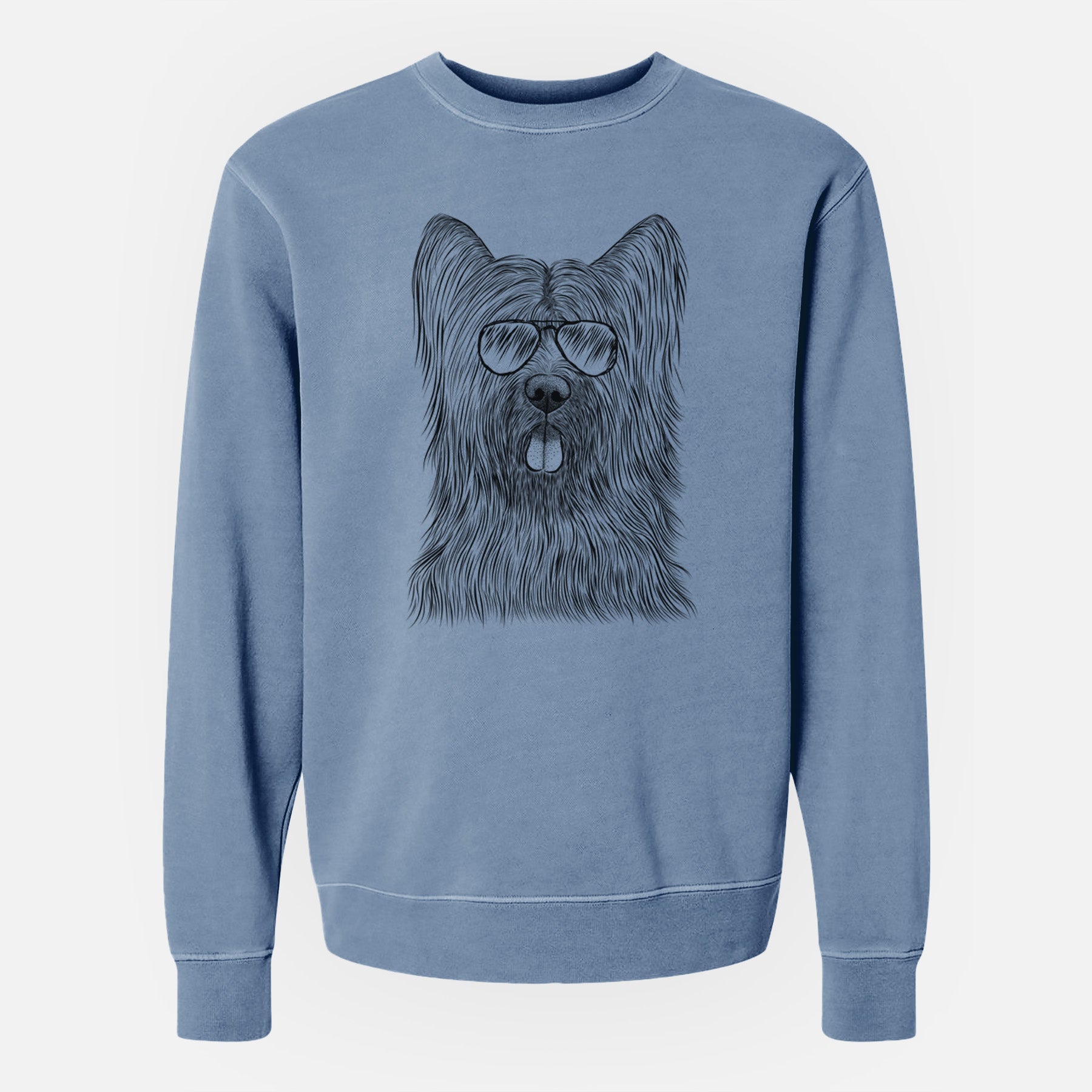 Aviator Shay the Briard - Unisex Pigment Dyed Crew Sweatshirt