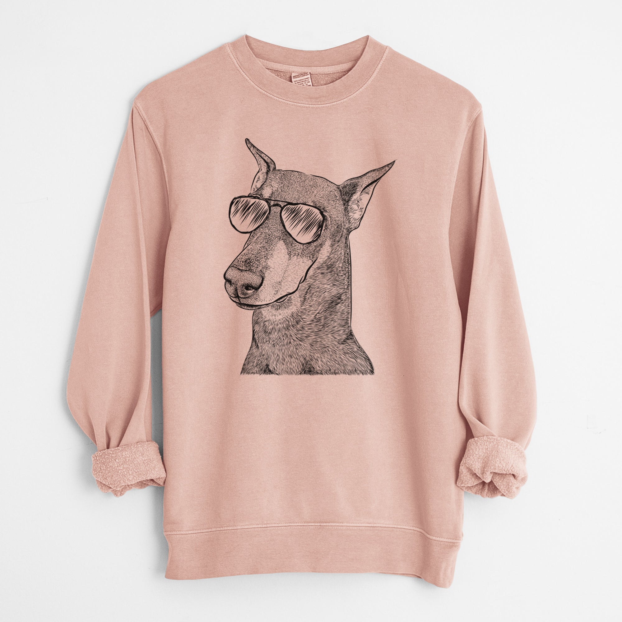 Aviator Shelby the Doberman Pinscher - Unisex Pigment Dyed Crew Sweatshirt