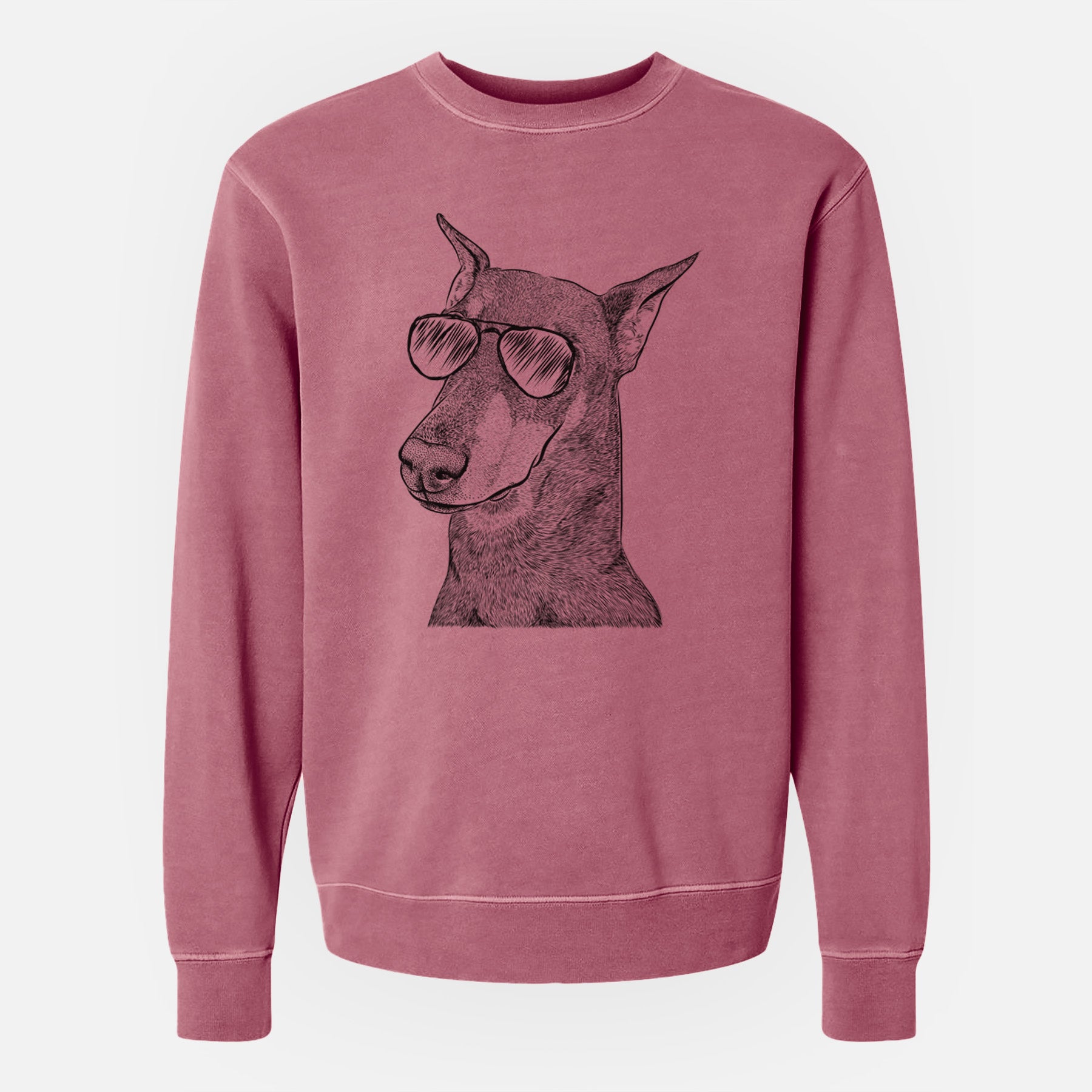 Aviator Shelby the Doberman Pinscher - Unisex Pigment Dyed Crew Sweatshirt