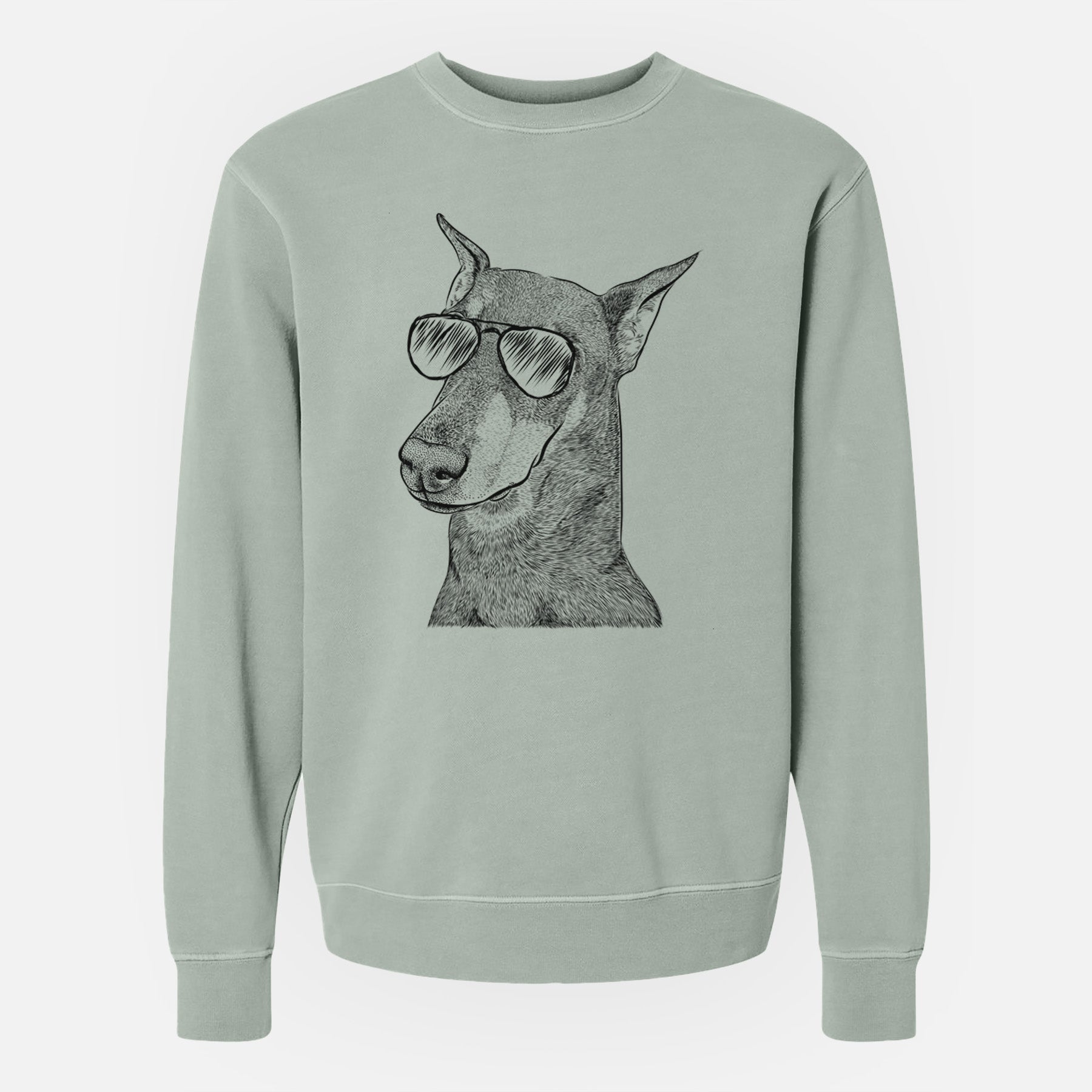 Aviator Shelby the Doberman Pinscher - Unisex Pigment Dyed Crew Sweatshirt