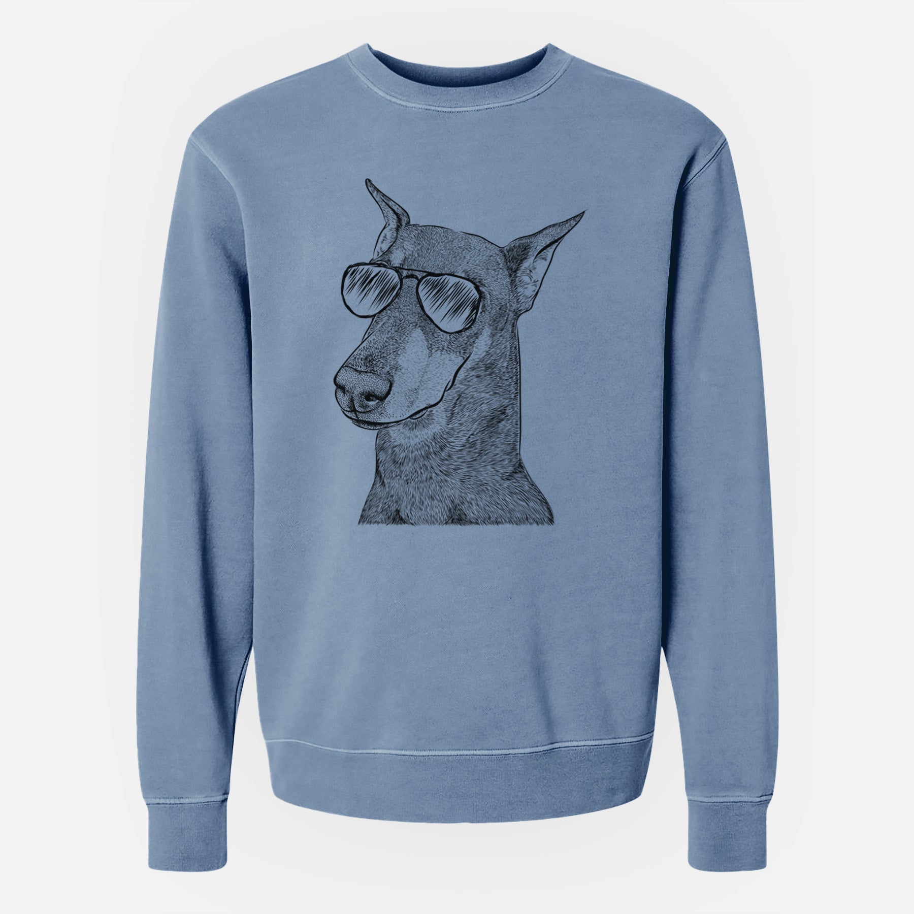 Aviator Shelby the Doberman Pinscher - Unisex Pigment Dyed Crew Sweatshirt