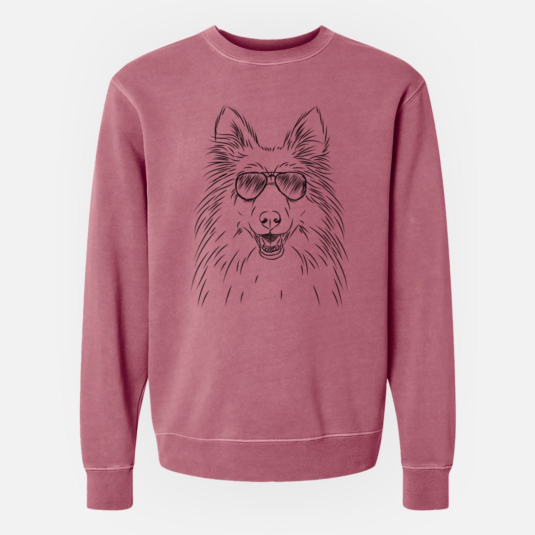 Aviator Sheldon the Shetland Sheepdog - Unisex Pigment Dyed Crew Sweatshirt