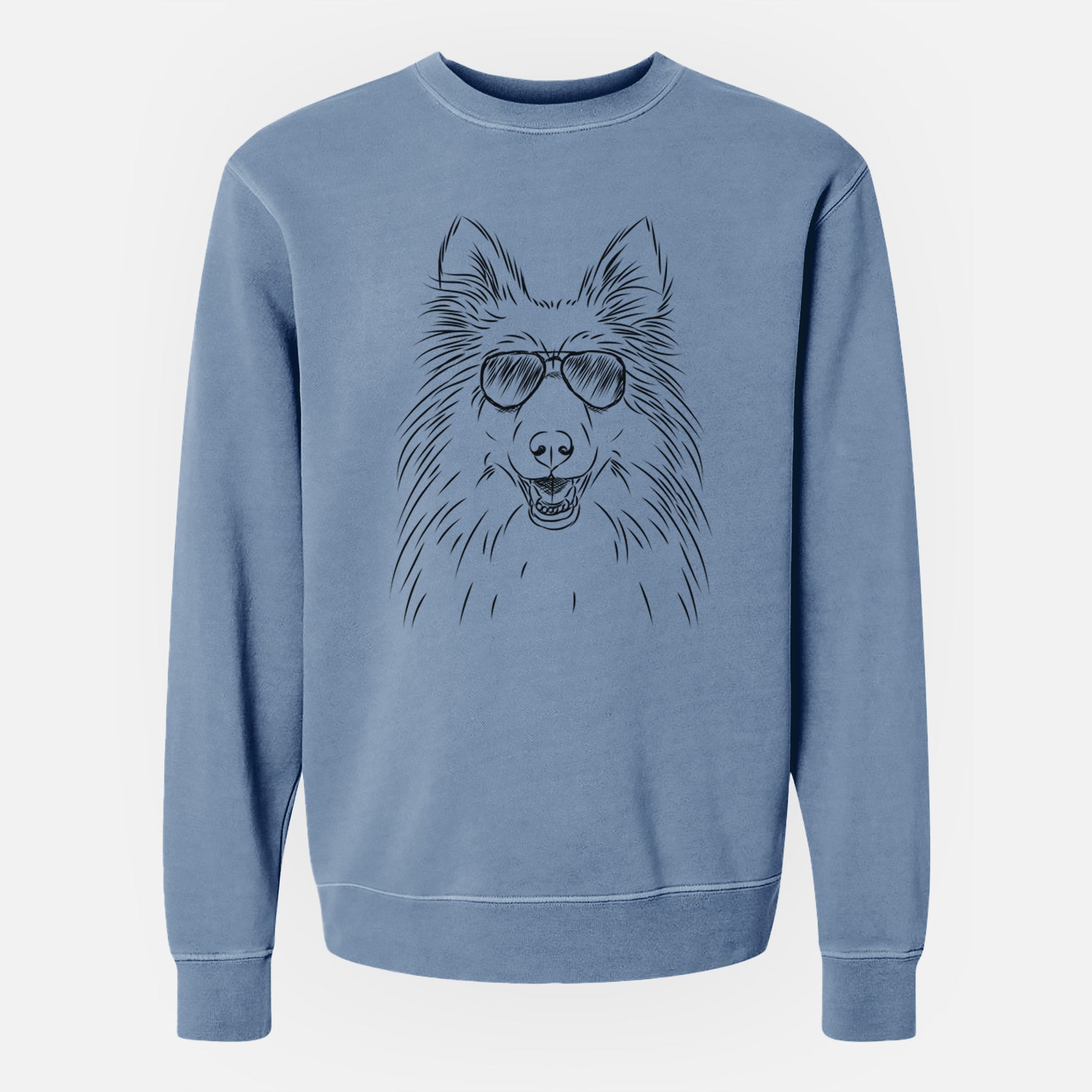 Aviator Sheldon the Shetland Sheepdog - Unisex Pigment Dyed Crew Sweatshirt