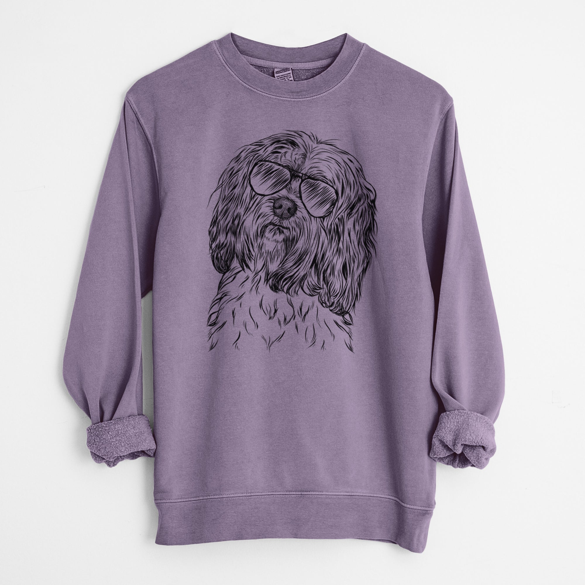 Aviator Shenpa the Tibetan Terrier - Unisex Pigment Dyed Crew Sweatshirt