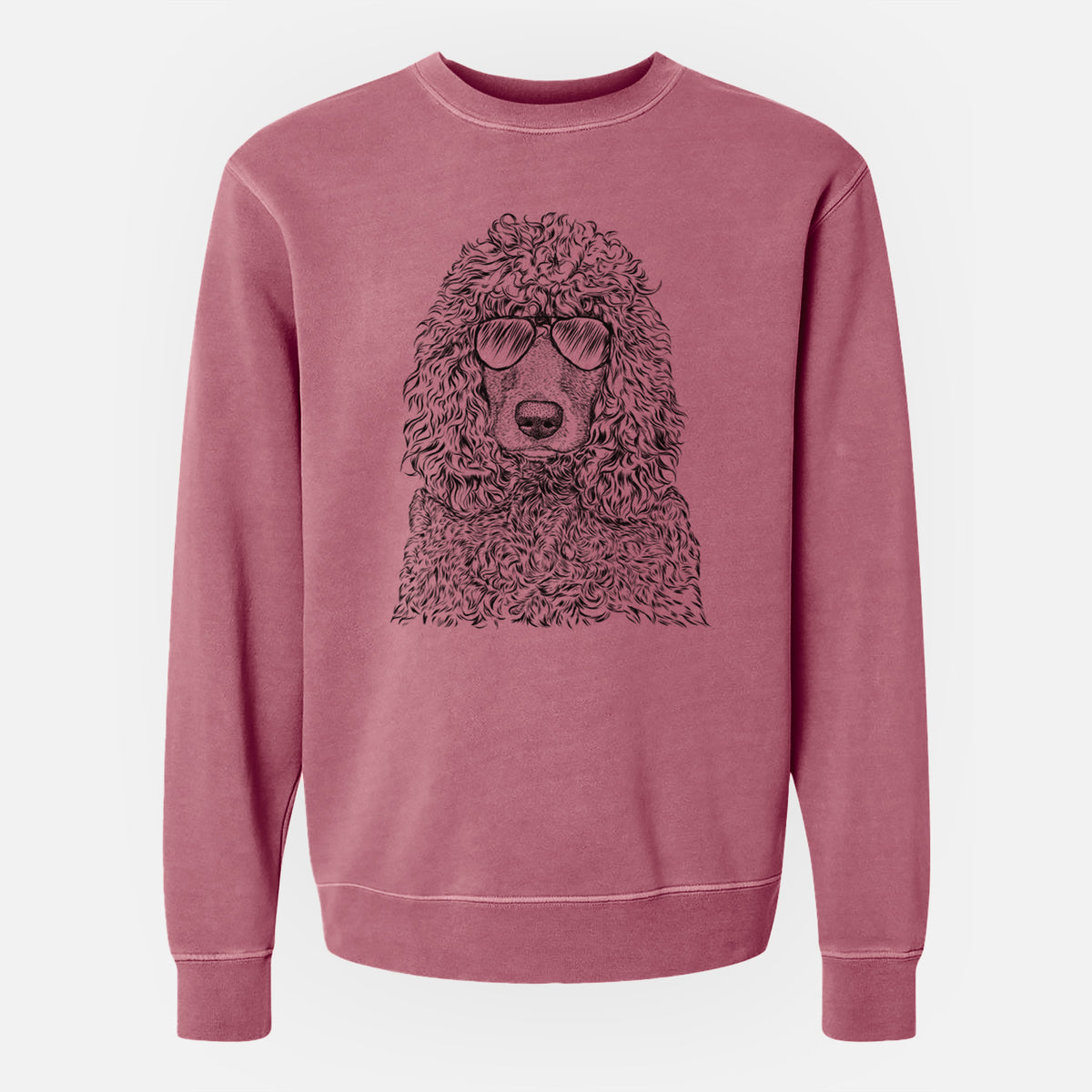 Aviator Shilo the Irish Water Spaniel - Unisex Pigment Dyed Crew Sweatshirt