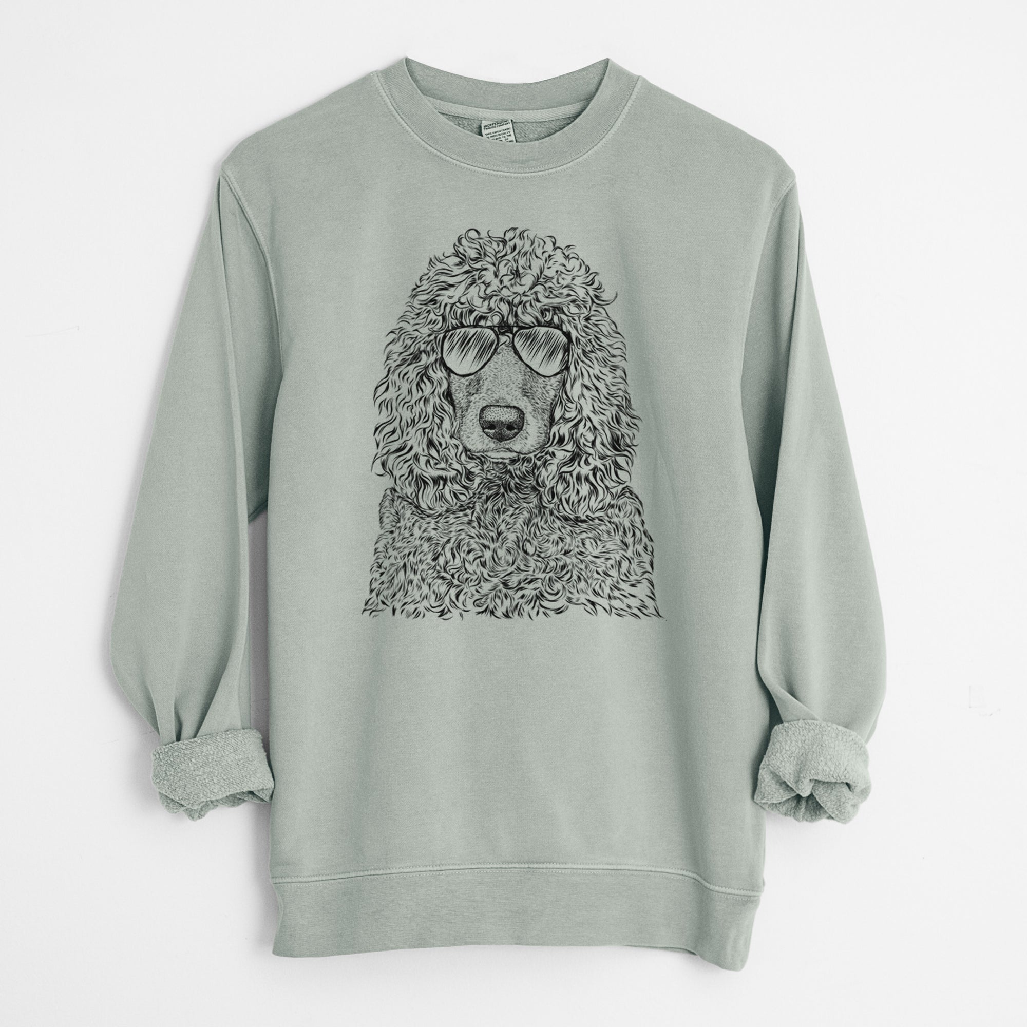 Aviator Shilo the Irish Water Spaniel - Unisex Pigment Dyed Crew Sweatshirt