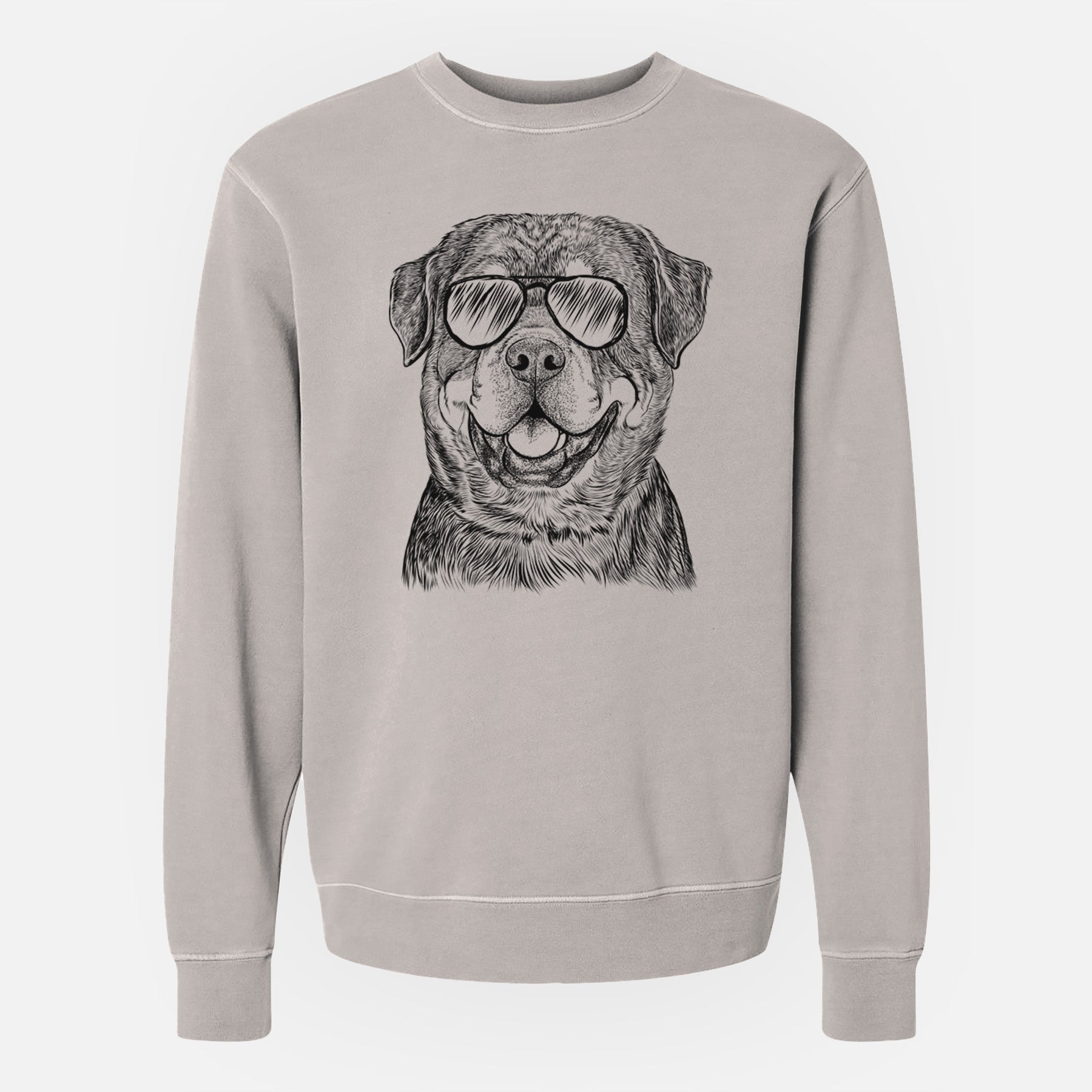 Aviator Sig the Rottweiler - Unisex Pigment Dyed Crew Sweatshirt