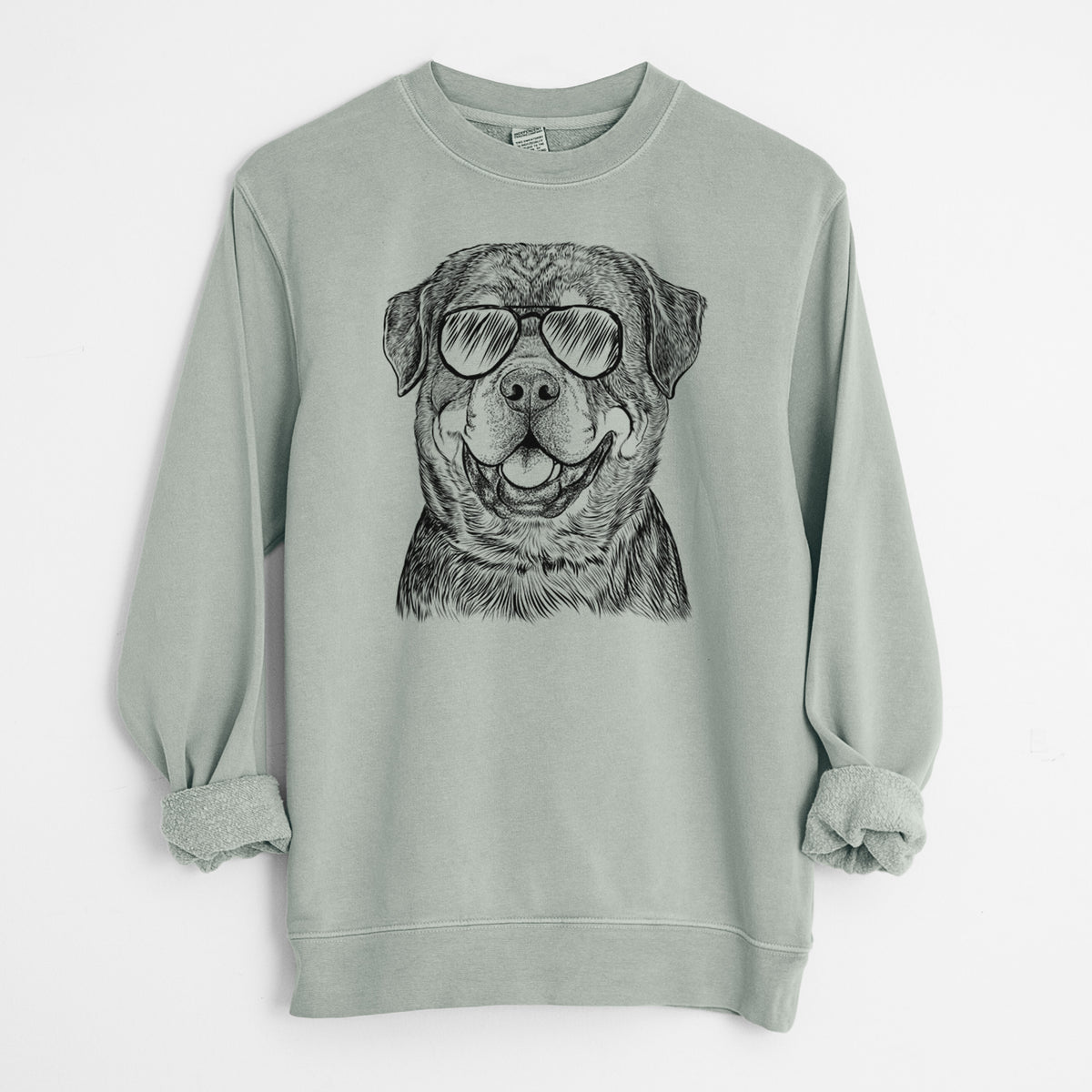 Aviator Sig the Rottweiler - Unisex Pigment Dyed Crew Sweatshirt