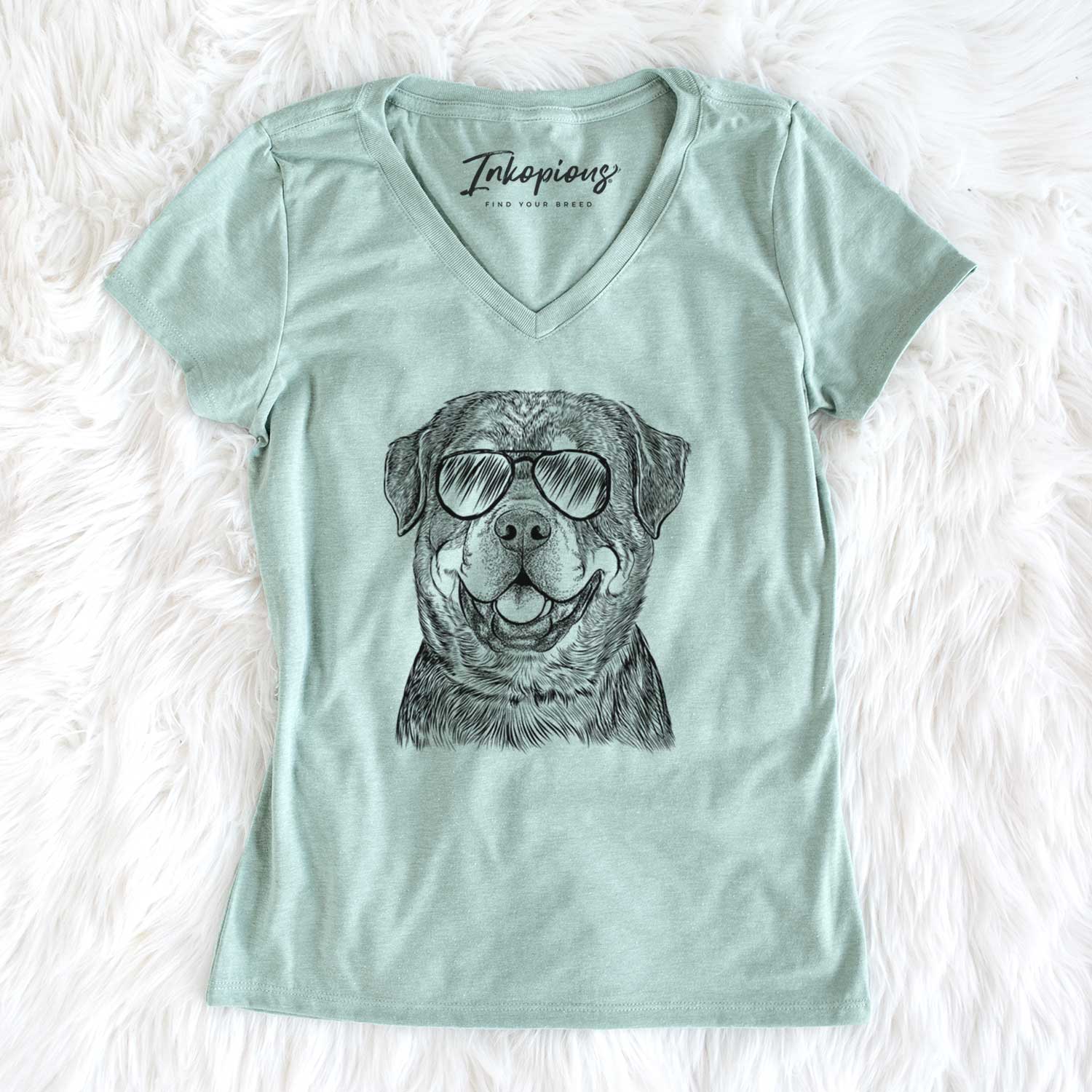 Aviator Sig the Rottweiler - Women's V-neck Shirt