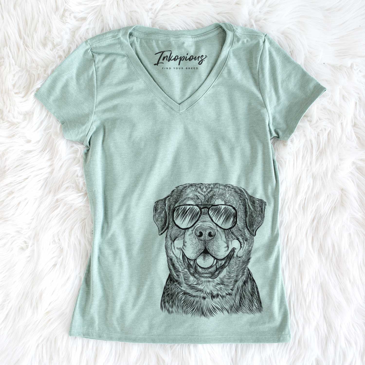 Aviator Sig the Rottweiler - Women's V-neck Shirt