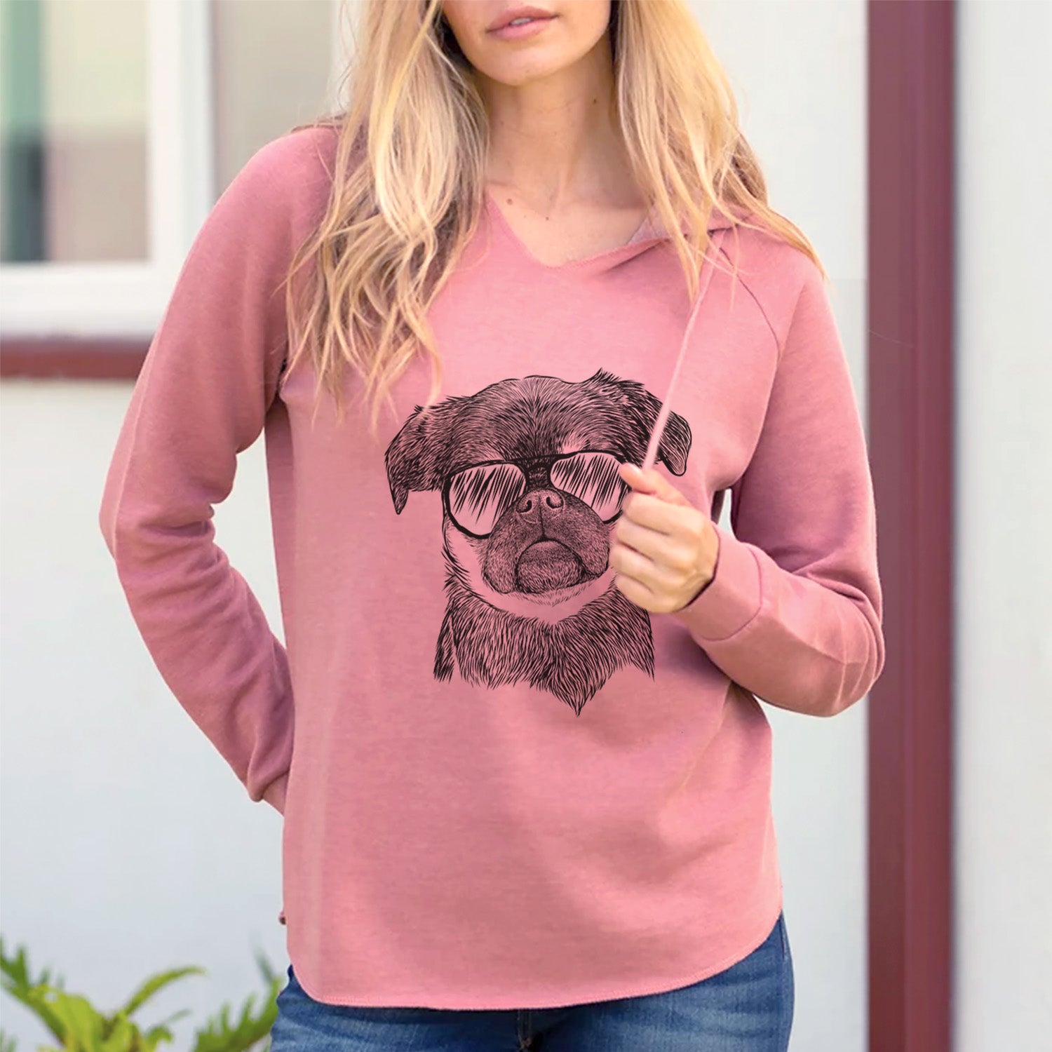 Aviator Simone the Brussels Griffon - Cali Wave Hooded Sweatshirt