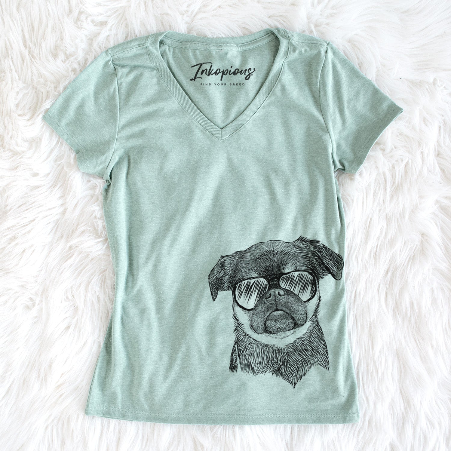 Aviator Simone the Brussels Griffon - Women's V-neck Shirt