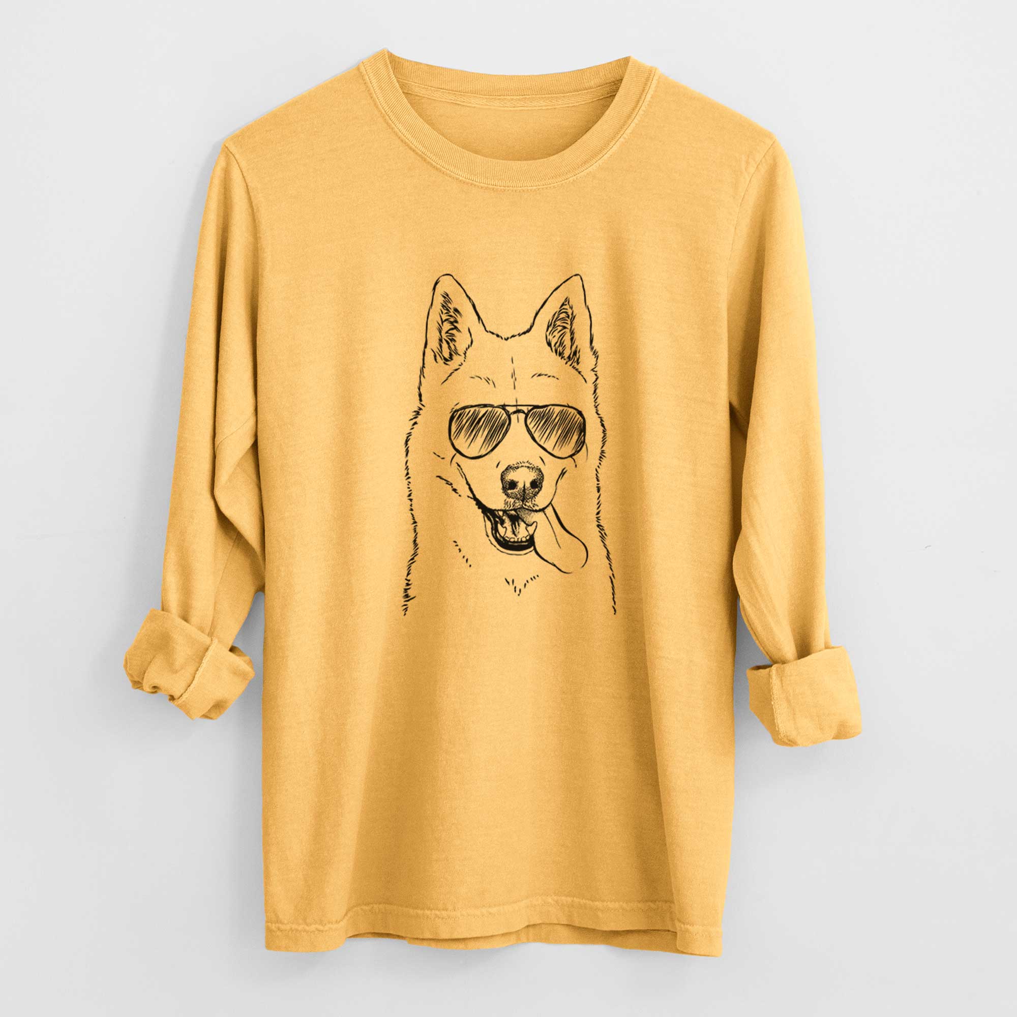 Aviators Sinatra  the Siberian Husky - Heavyweight 100% Cotton Long Sleeve