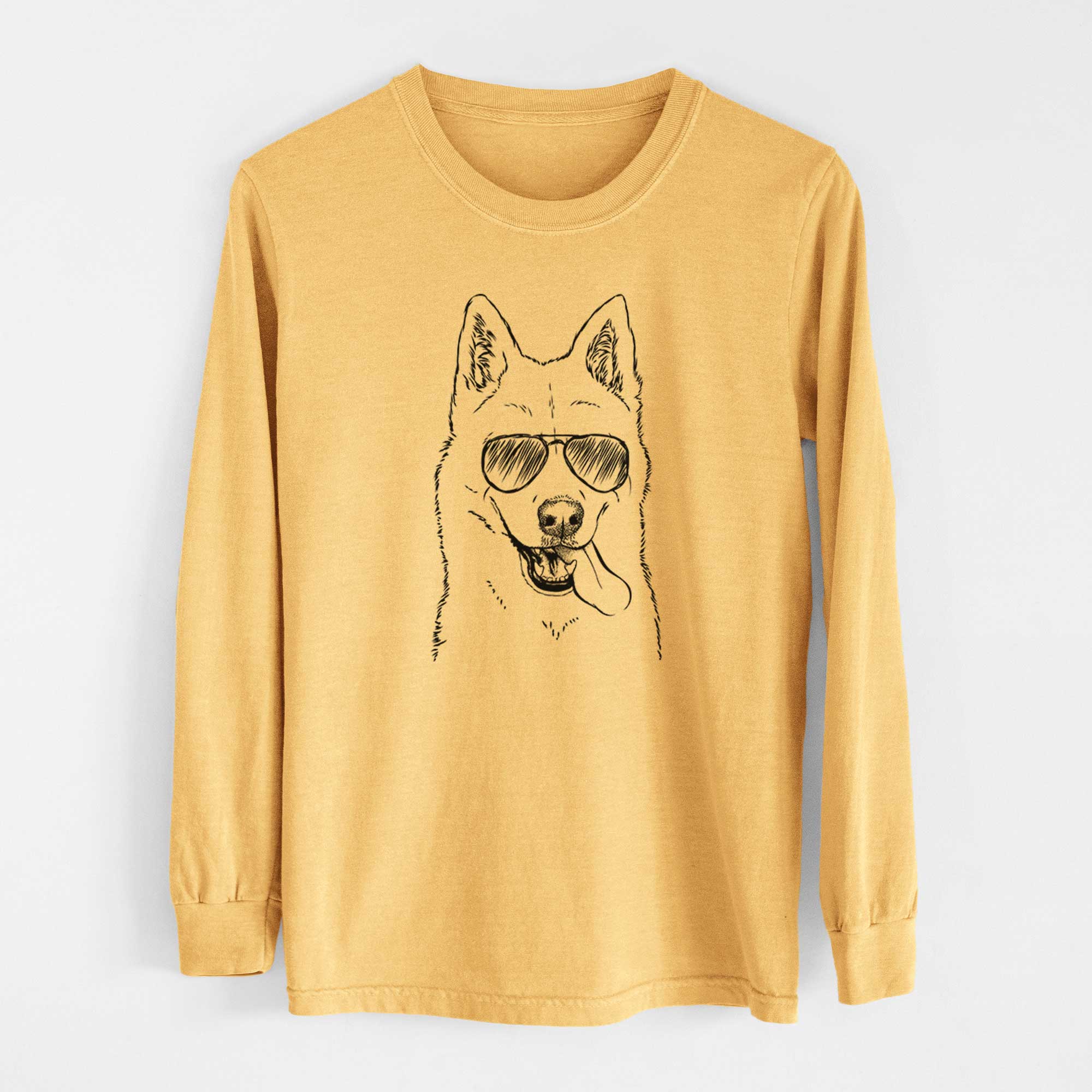 Aviators Sinatra  the Siberian Husky - Heavyweight 100% Cotton Long Sleeve