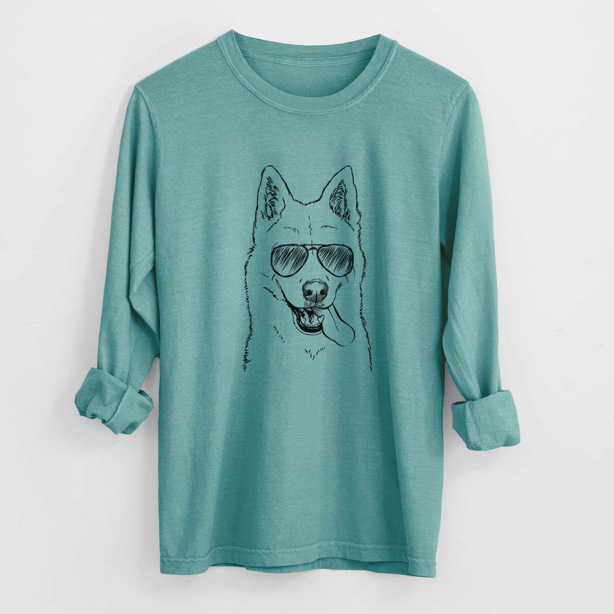 Aviators Sinatra  the Siberian Husky - Heavyweight 100% Cotton Long Sleeve