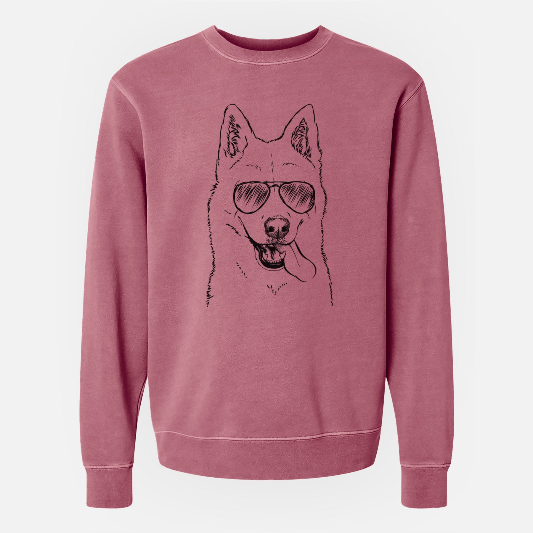 Aviator Sinatra  the Siberian Husky - Unisex Pigment Dyed Crew Sweatshirt