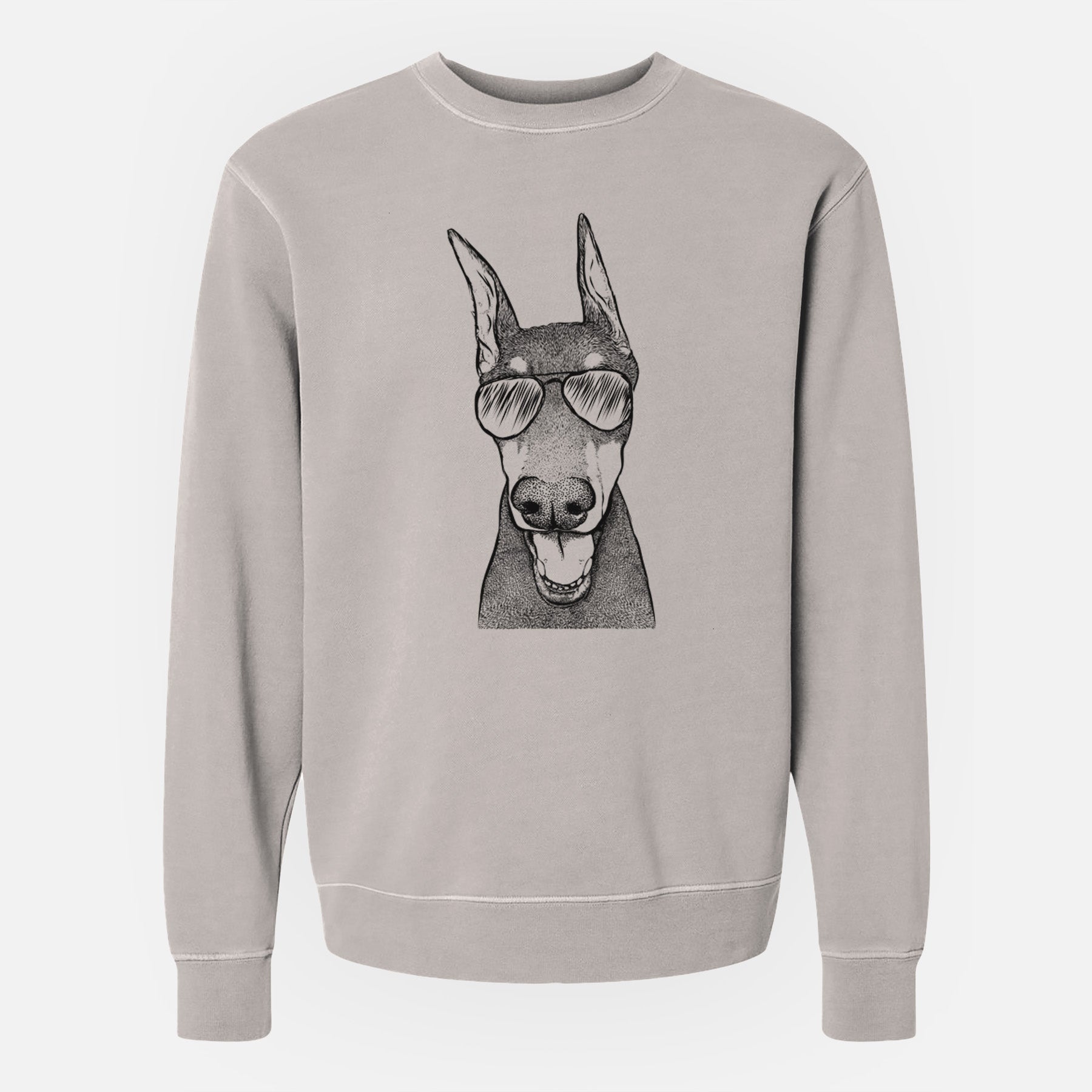 Aviator Sir Duke the Doberman Pinscher - Unisex Pigment Dyed Crew Sweatshirt