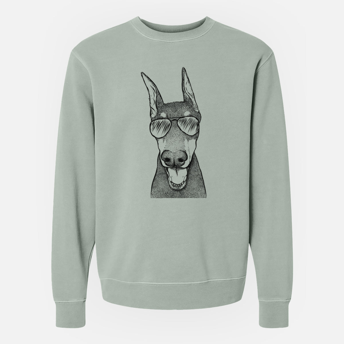 Aviator Sir Duke the Doberman Pinscher - Unisex Pigment Dyed Crew Sweatshirt