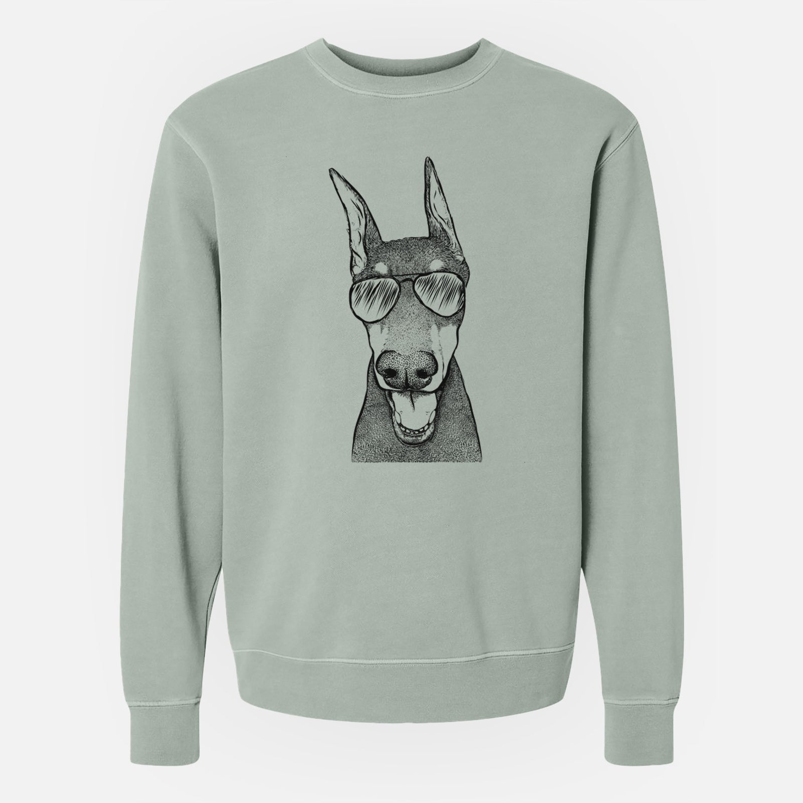 Aviator Sir Duke the Doberman Pinscher - Unisex Pigment Dyed Crew Sweatshirt