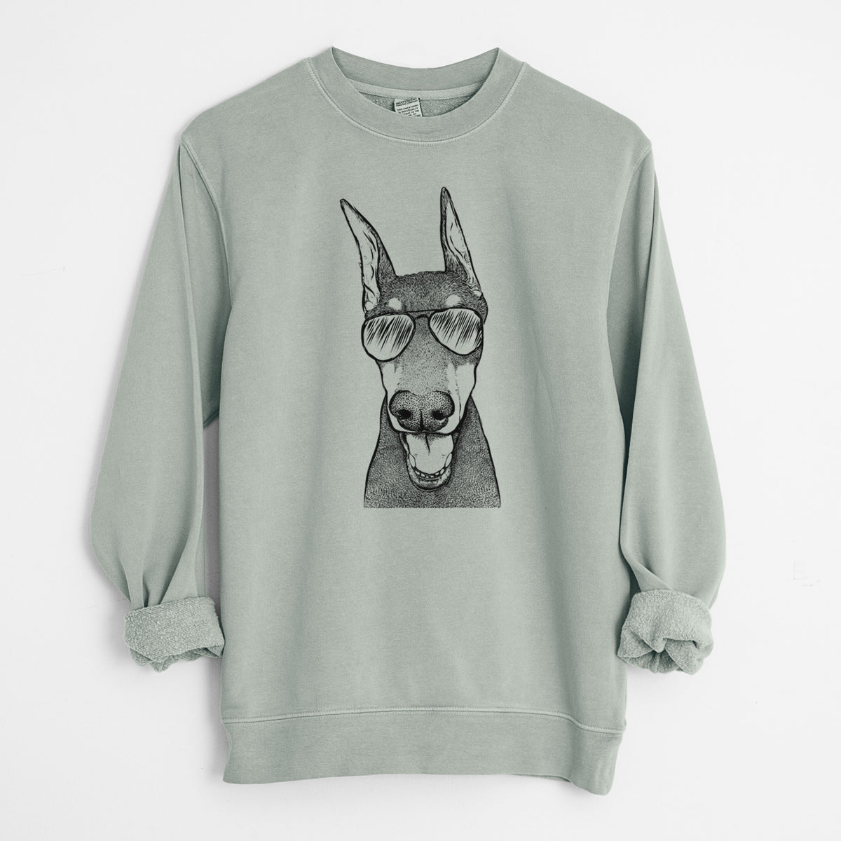 Aviator Sir Duke the Doberman Pinscher - Unisex Pigment Dyed Crew Sweatshirt