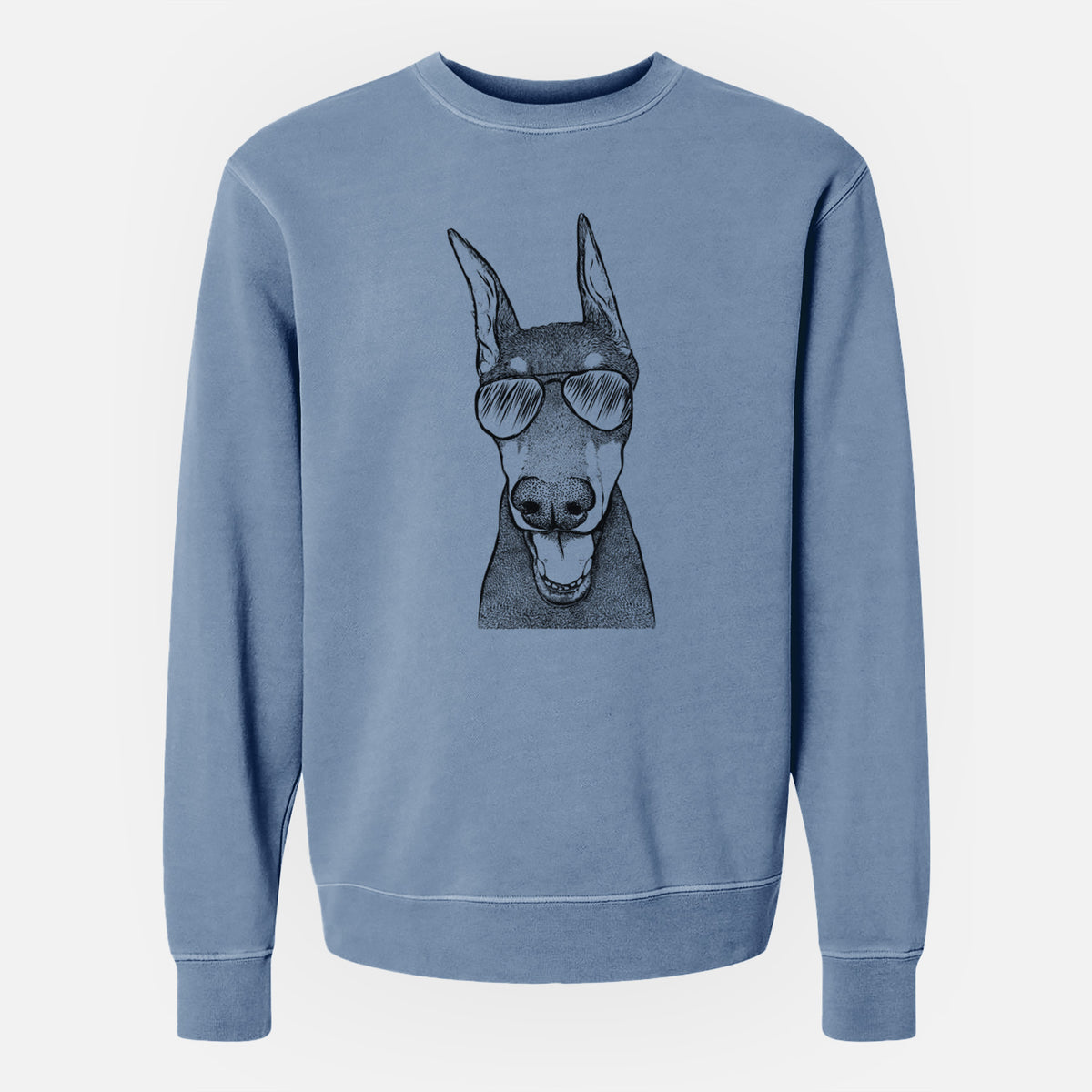 Aviator Sir Duke the Doberman Pinscher - Unisex Pigment Dyed Crew Sweatshirt