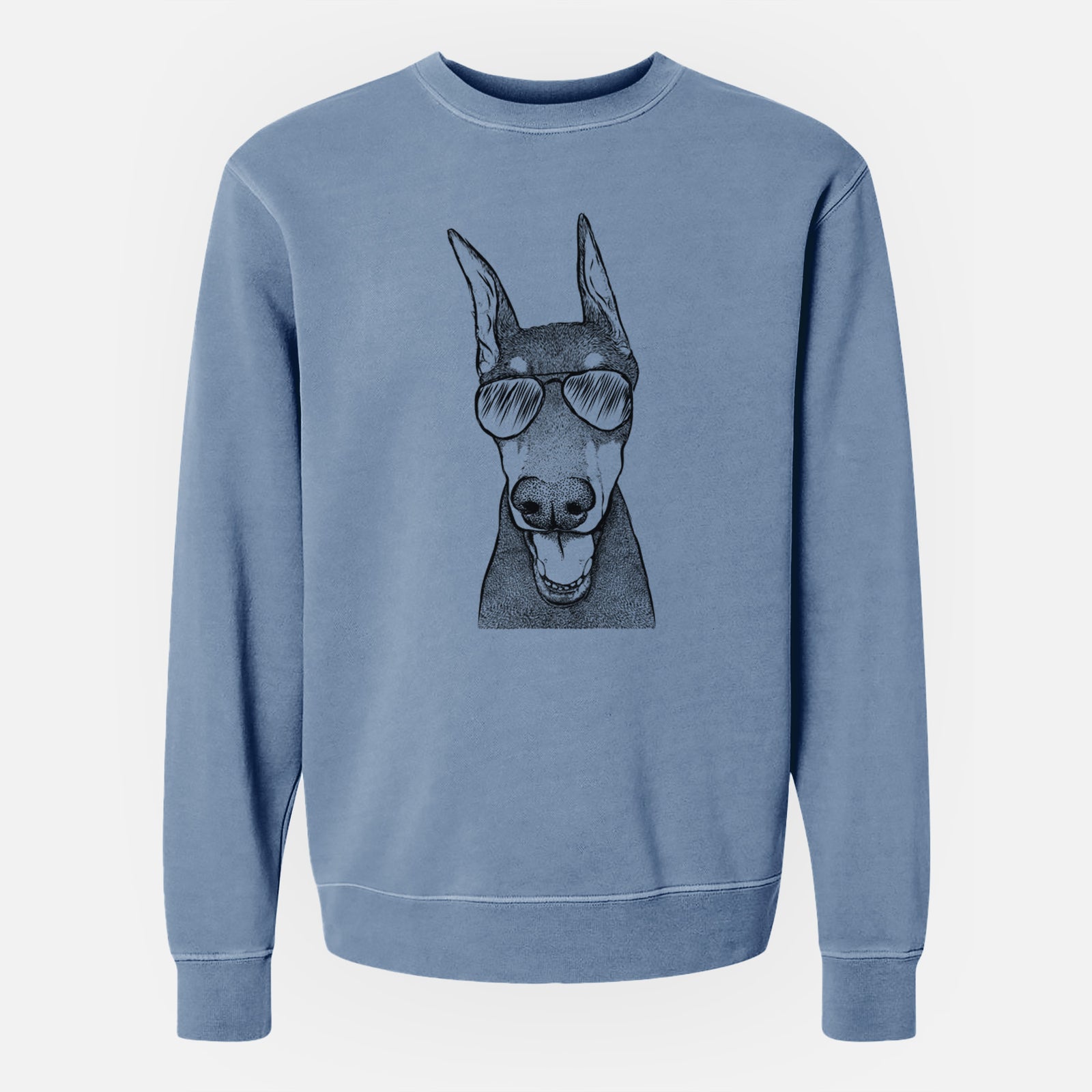 Aviator Sir Duke the Doberman Pinscher - Unisex Pigment Dyed Crew Sweatshirt