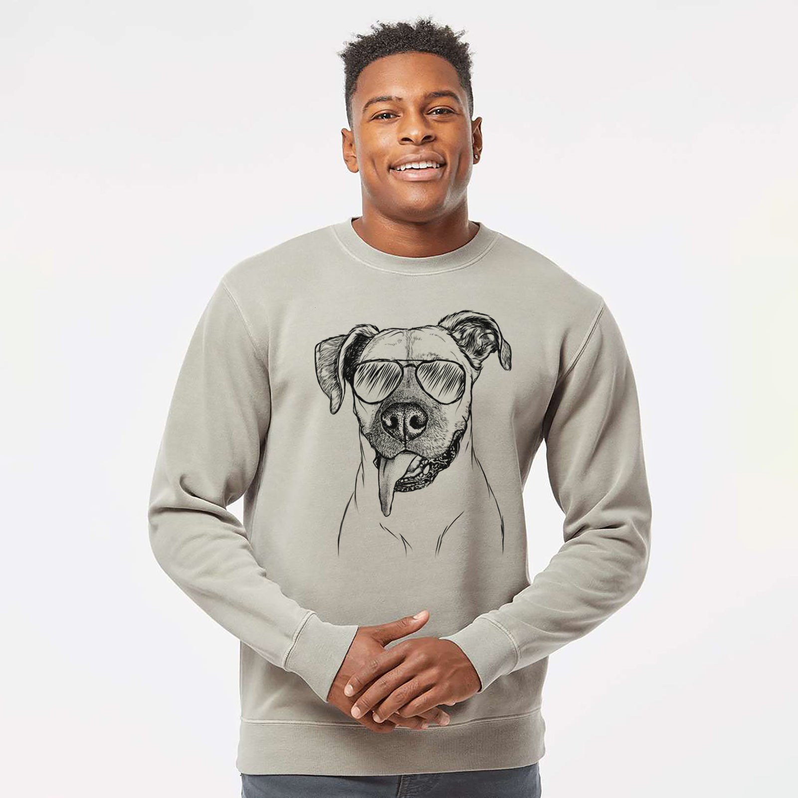 Aviator Sir Jake the Boxer - Unisex Pigment Dyed Crew Sweatshirt