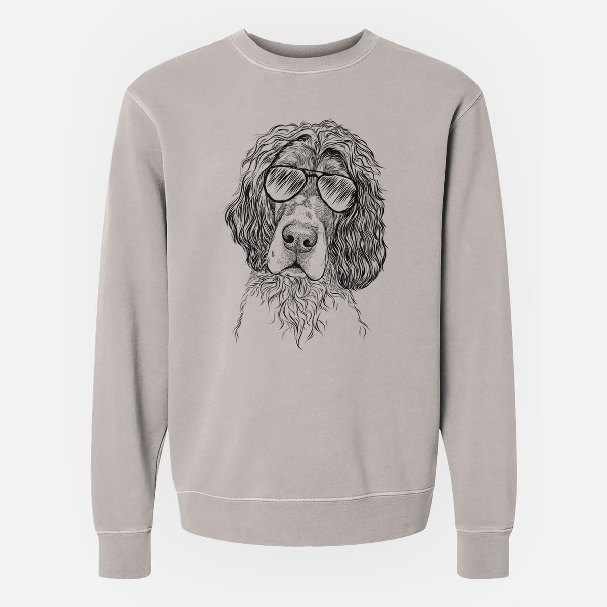 Aviator Sir Rexford the Blue Belton English Setter - Unisex Pigment Dyed Crew Sweatshirt