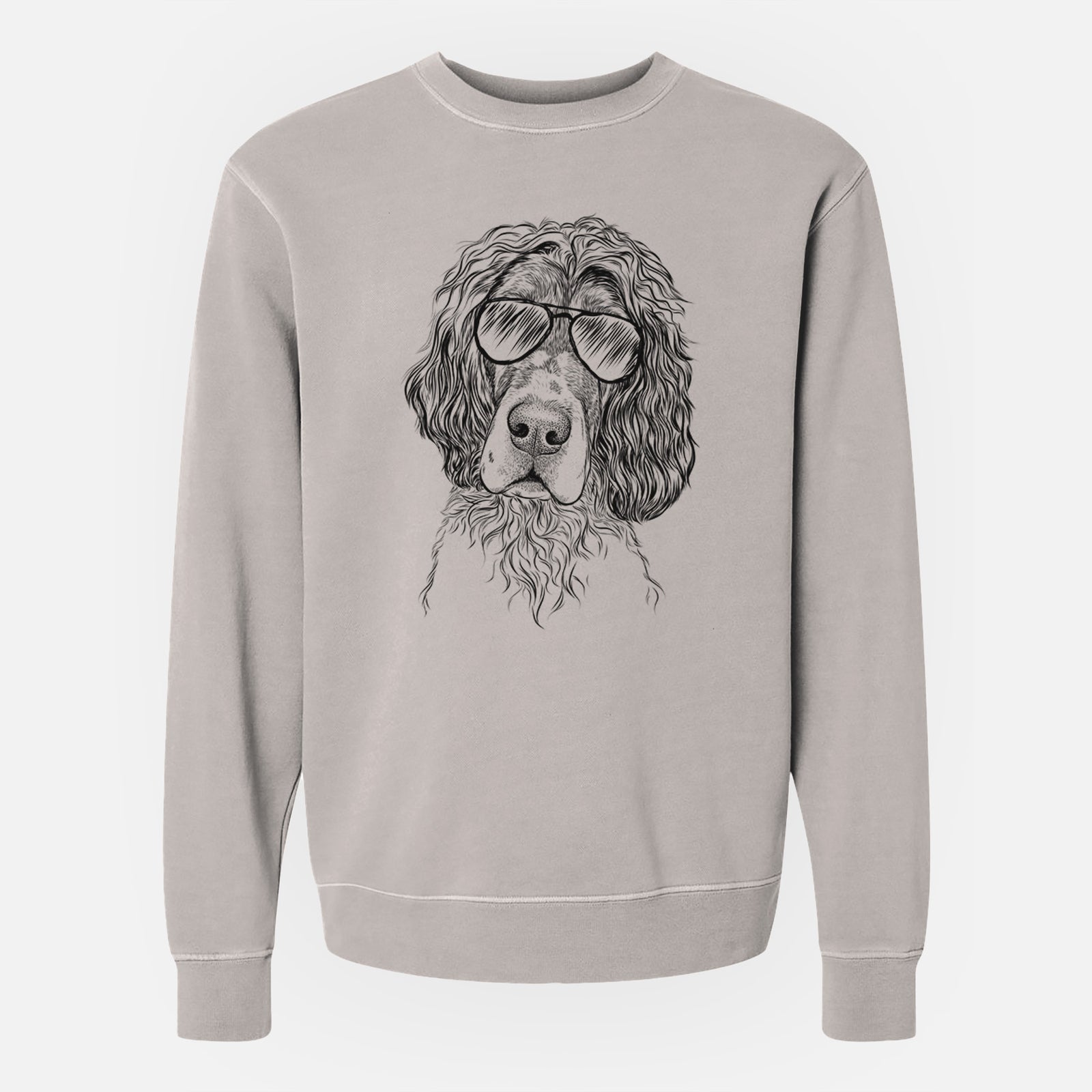 Aviator Sir Rexford the Blue Belton English Setter - Unisex Pigment Dyed Crew Sweatshirt
