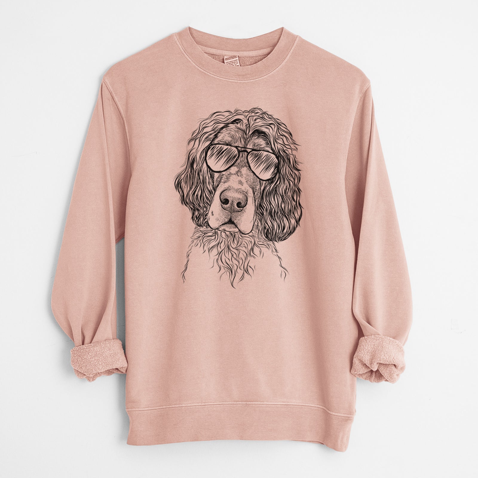 Aviator Sir Rexford the Blue Belton English Setter - Unisex Pigment Dyed Crew Sweatshirt