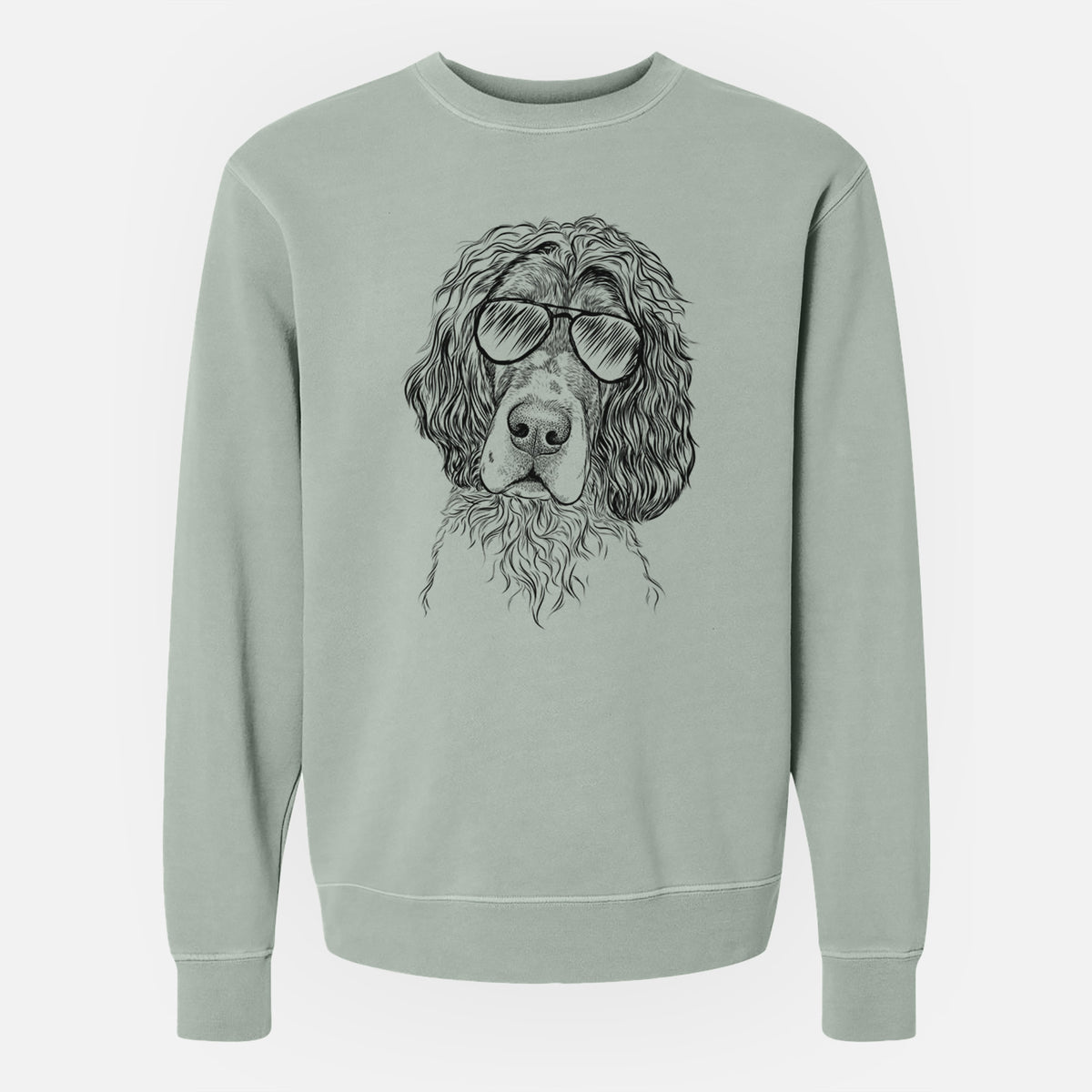Aviator Sir Rexford the Blue Belton English Setter - Unisex Pigment Dyed Crew Sweatshirt