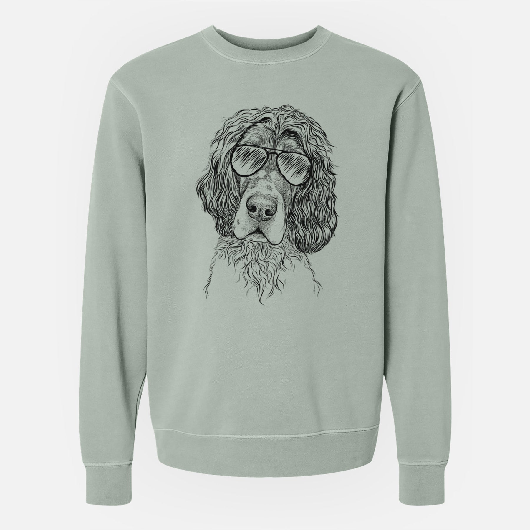 Aviator Sir Rexford the Blue Belton English Setter - Unisex Pigment Dyed Crew Sweatshirt