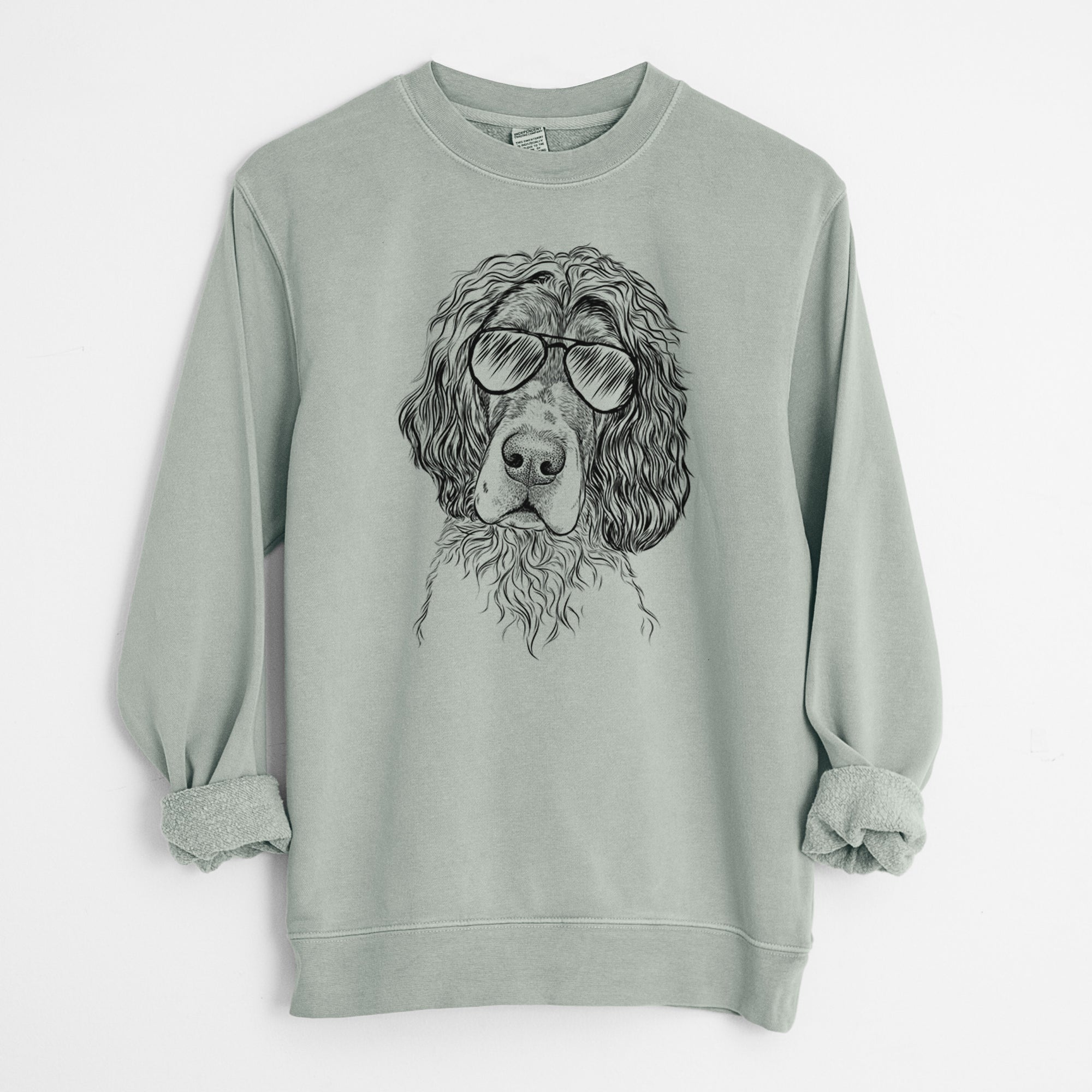 Aviator Sir Rexford the Blue Belton English Setter - Unisex Pigment Dyed Crew Sweatshirt