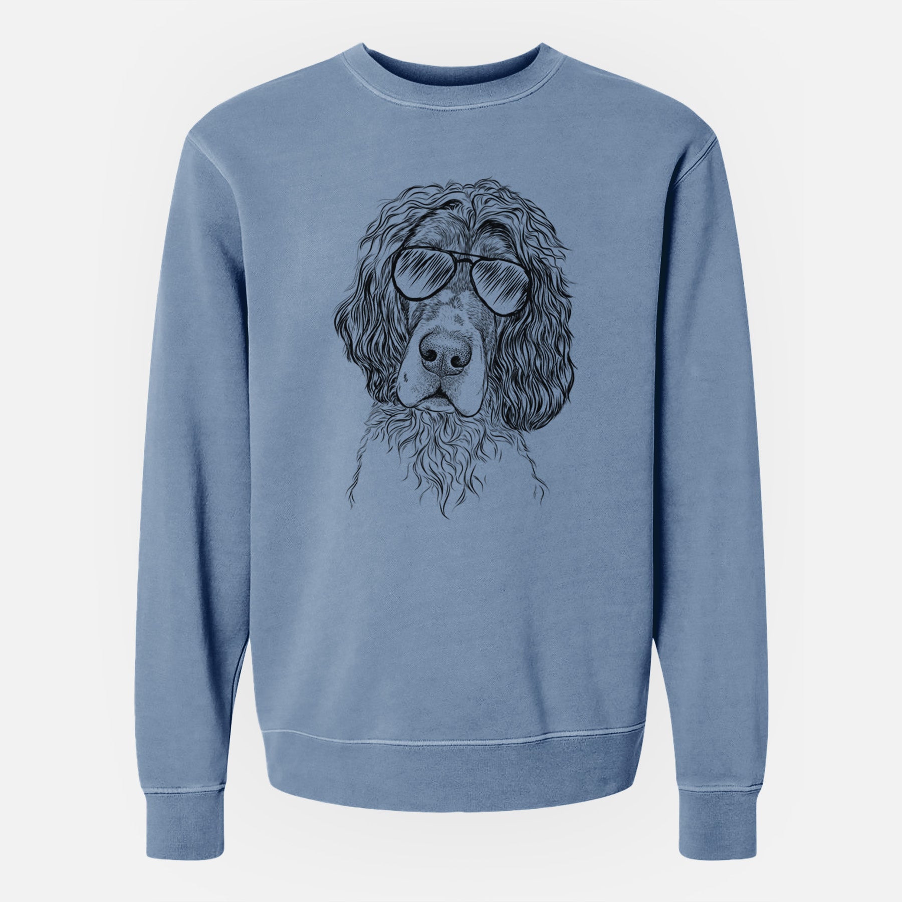 Aviator Sir Rexford the Blue Belton English Setter - Unisex Pigment Dyed Crew Sweatshirt