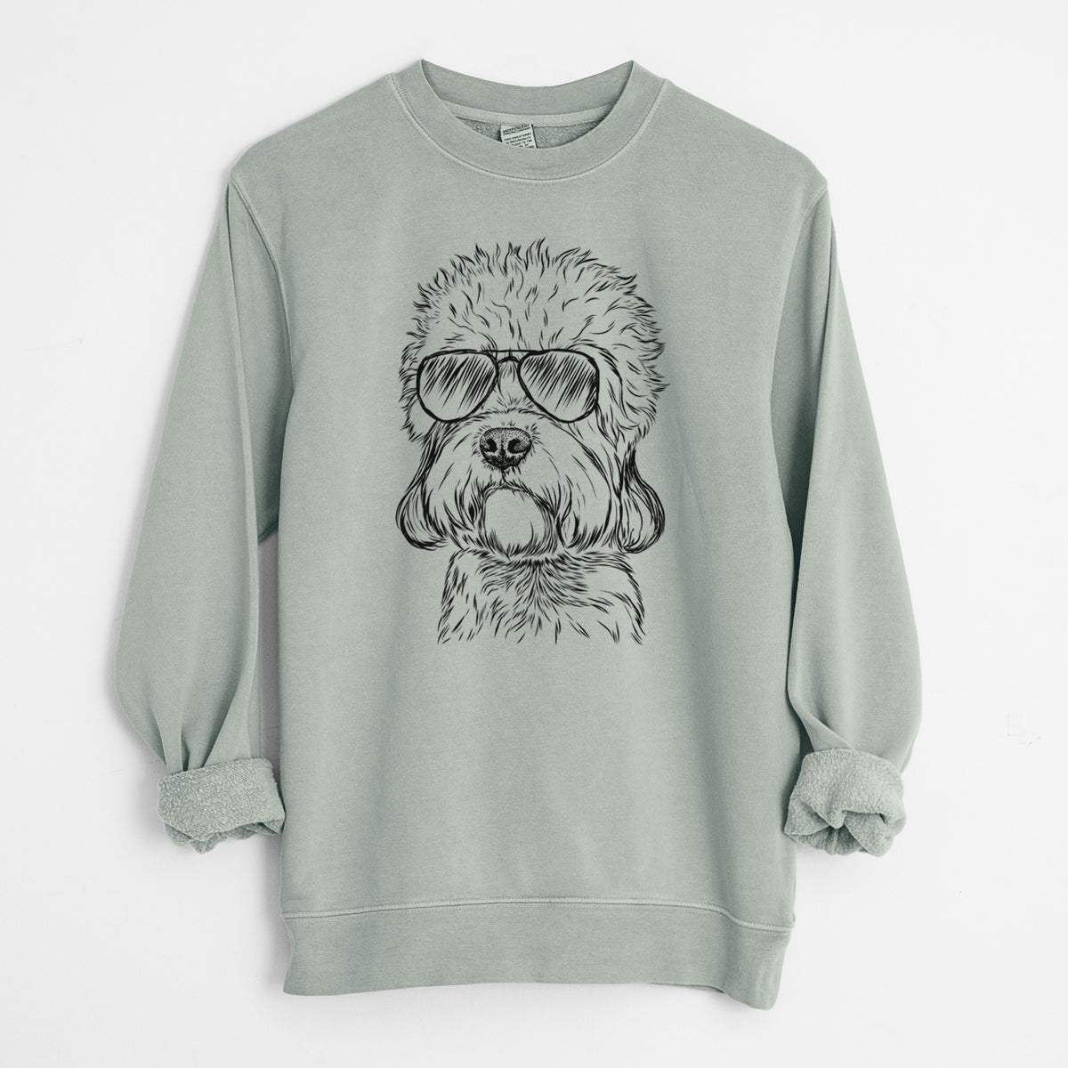 Aviator Sir Walter the Dandie Dinmont Terrier - Unisex Pigment Dyed Crew Sweatshirt