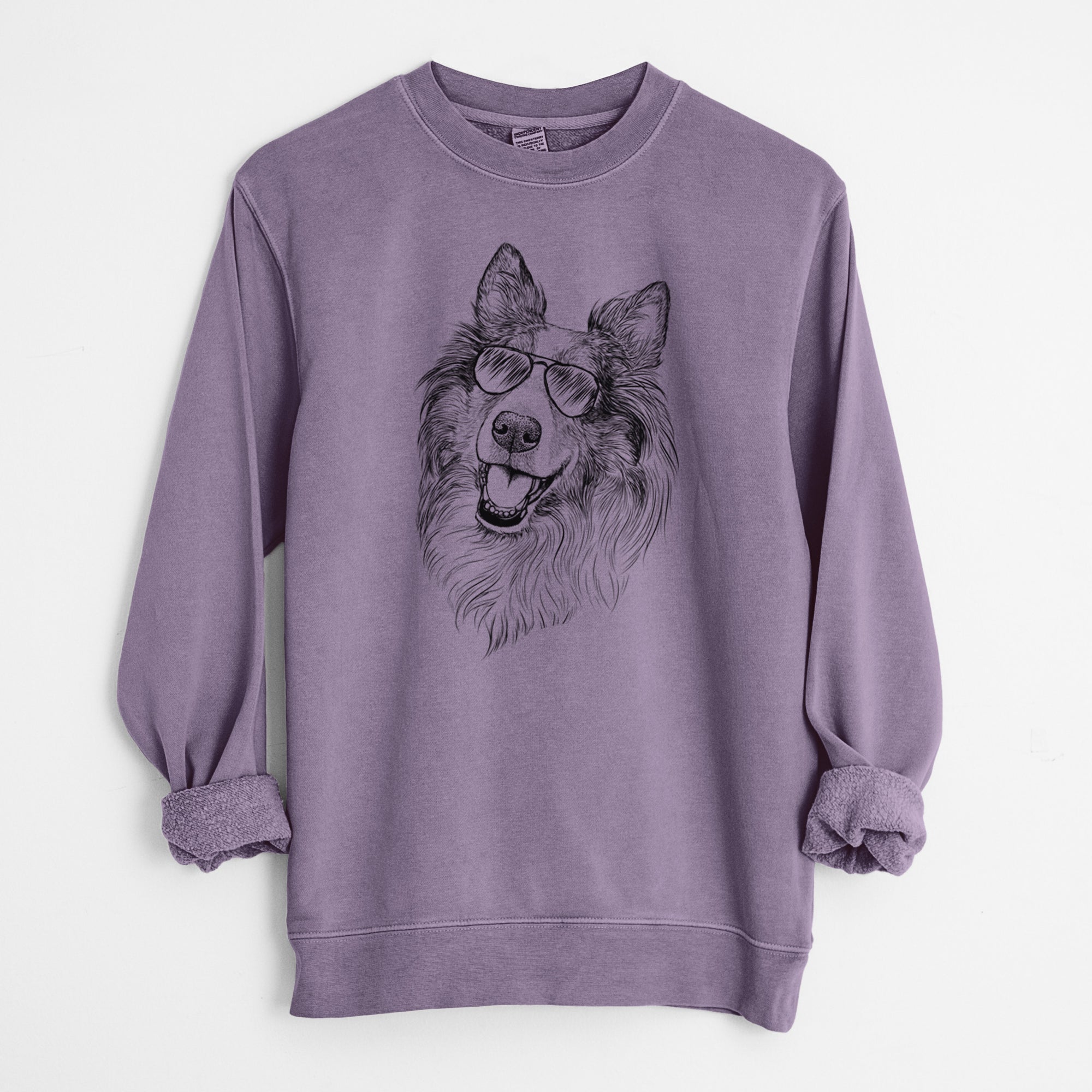 Aviator Skylar the Shetland Sheepdog - Unisex Pigment Dyed Crew Sweatshirt