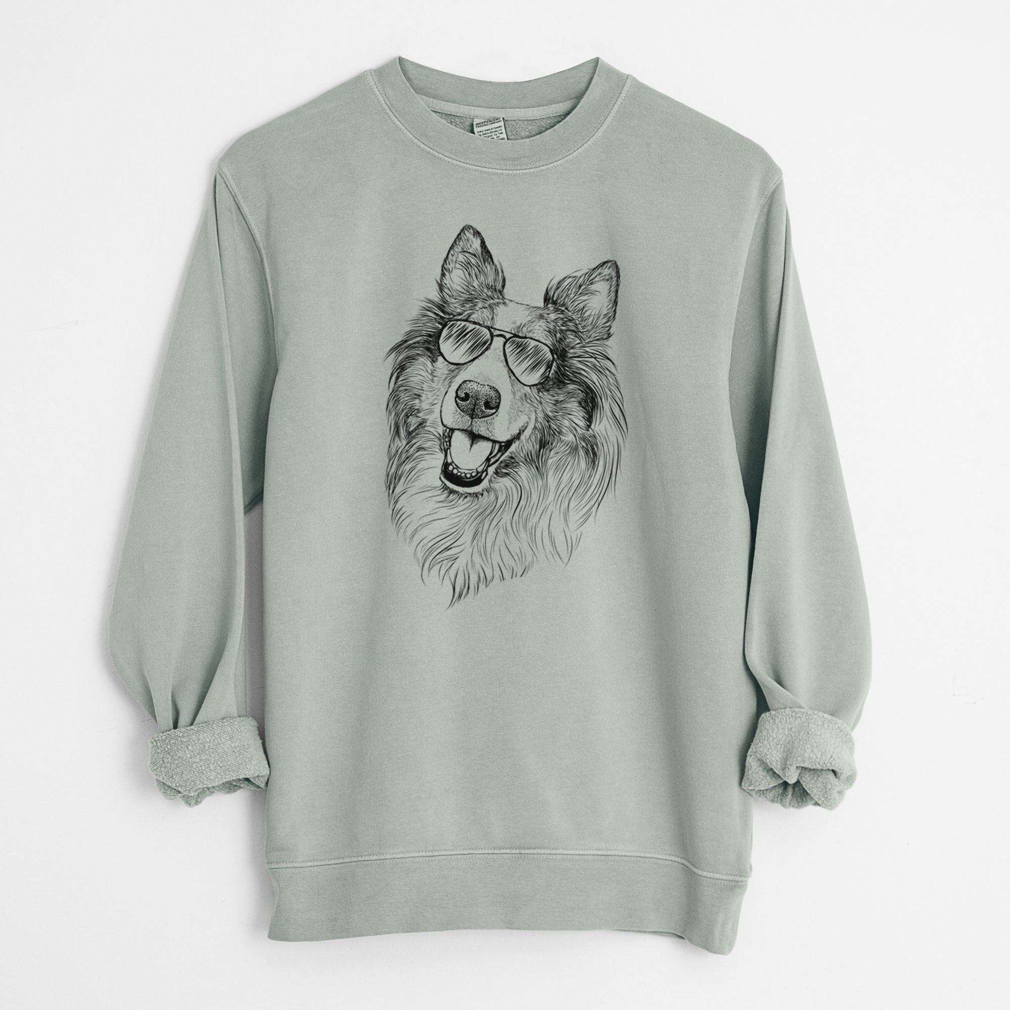 Aviator Skylar the Shetland Sheepdog - Unisex Pigment Dyed Crew Sweatshirt