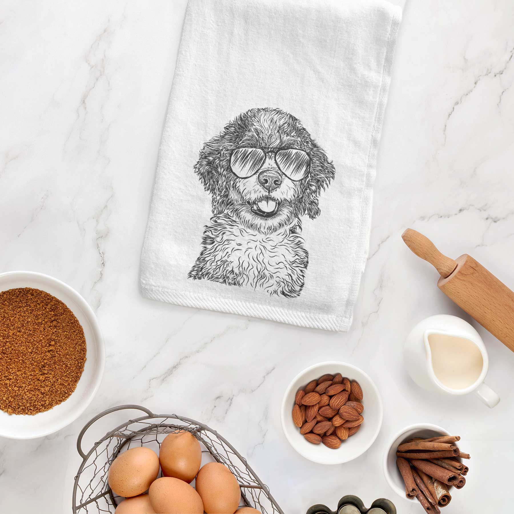 Smoky the Bernedoodle Puppy Decorative Hand Towel