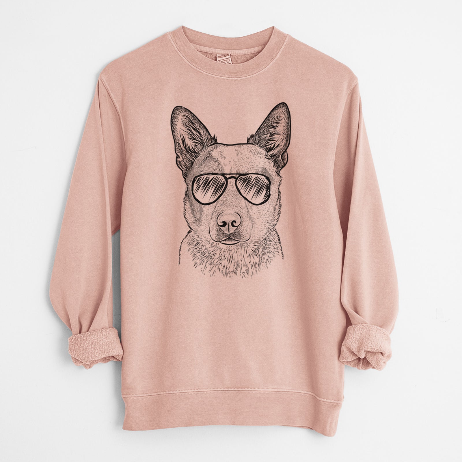Aviator Snap the Australian Cattle Dog - Unisex Pigment Dyed Crew Sweatshirt